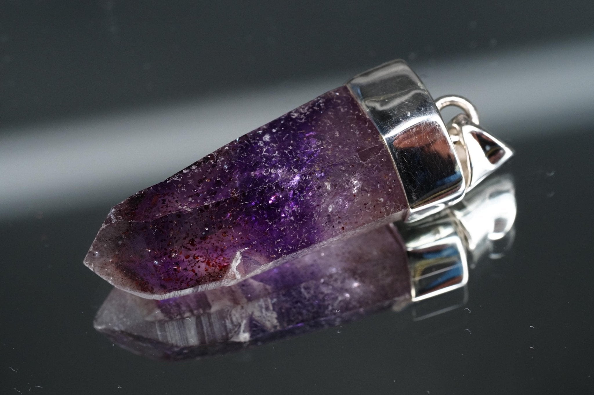 Amethyst Namibia Silber Anhänger Länge mit Öse 41,5mm