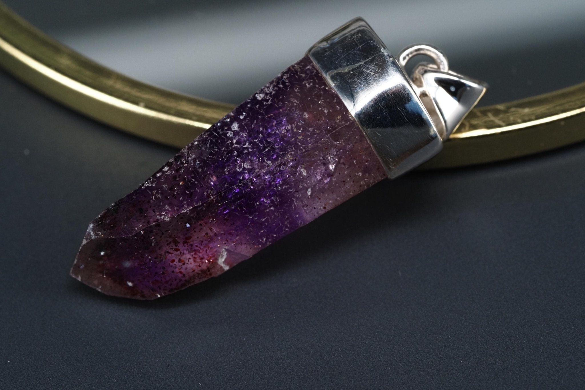 Amethyst Namibia Silber Anhänger Länge mit Öse 41,5mm