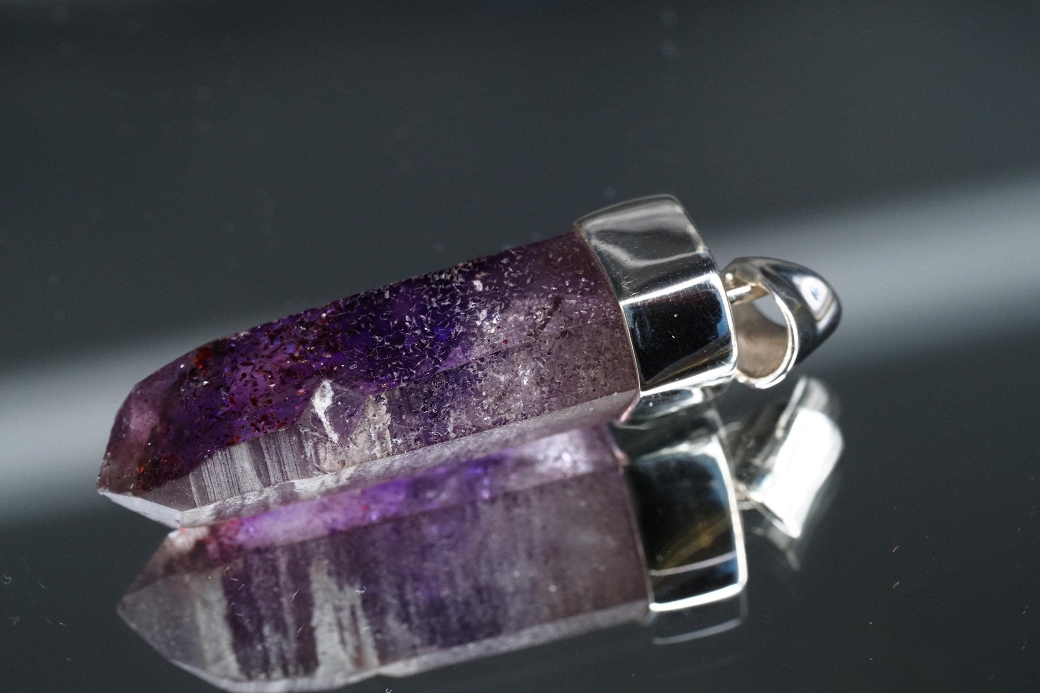 Amethyst Namibia Silber Anhänger Länge mit Öse 41,5mm