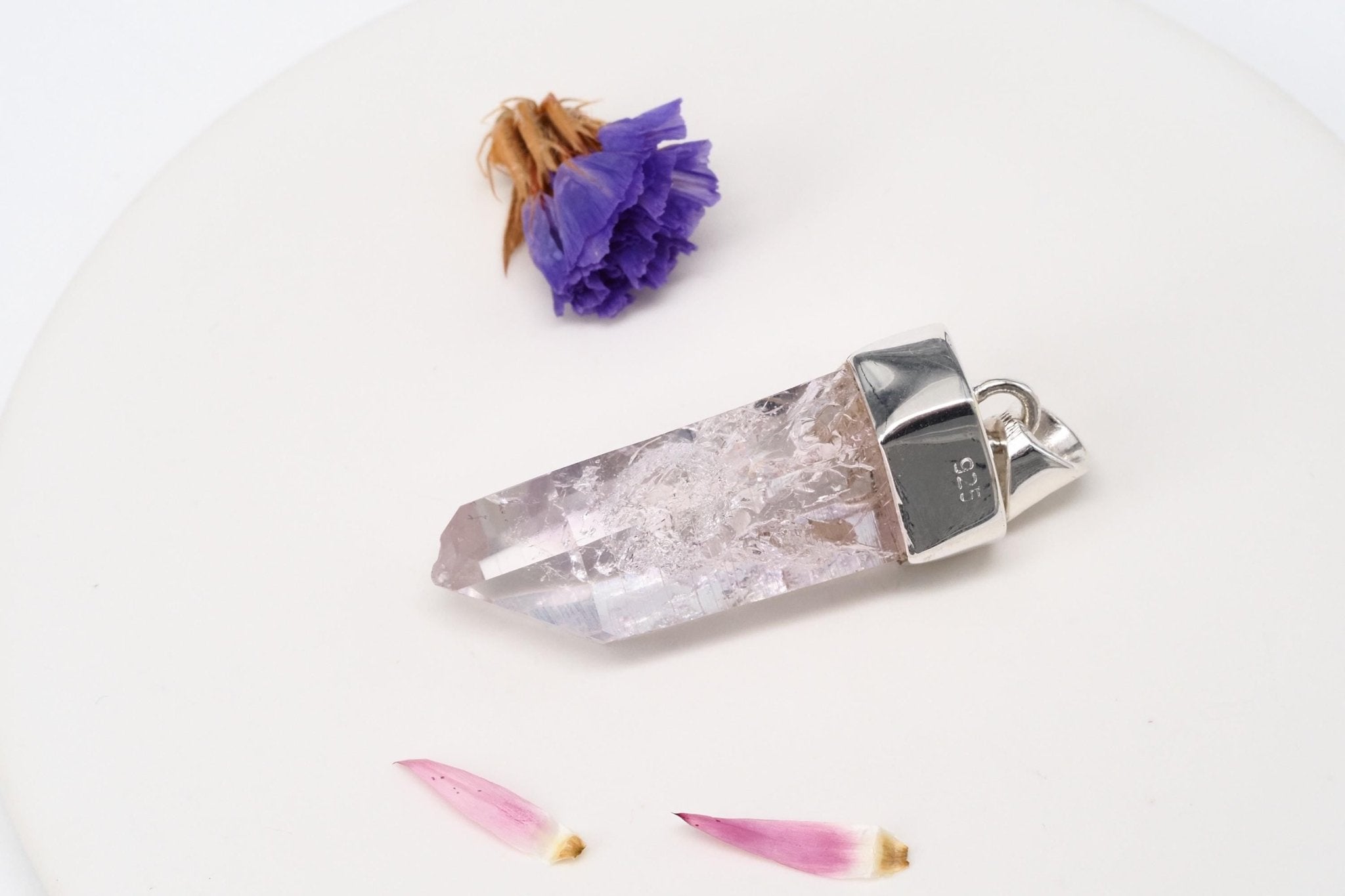 Amethyst Namibia Silber Anhänger Länge mit Öse 41mm
