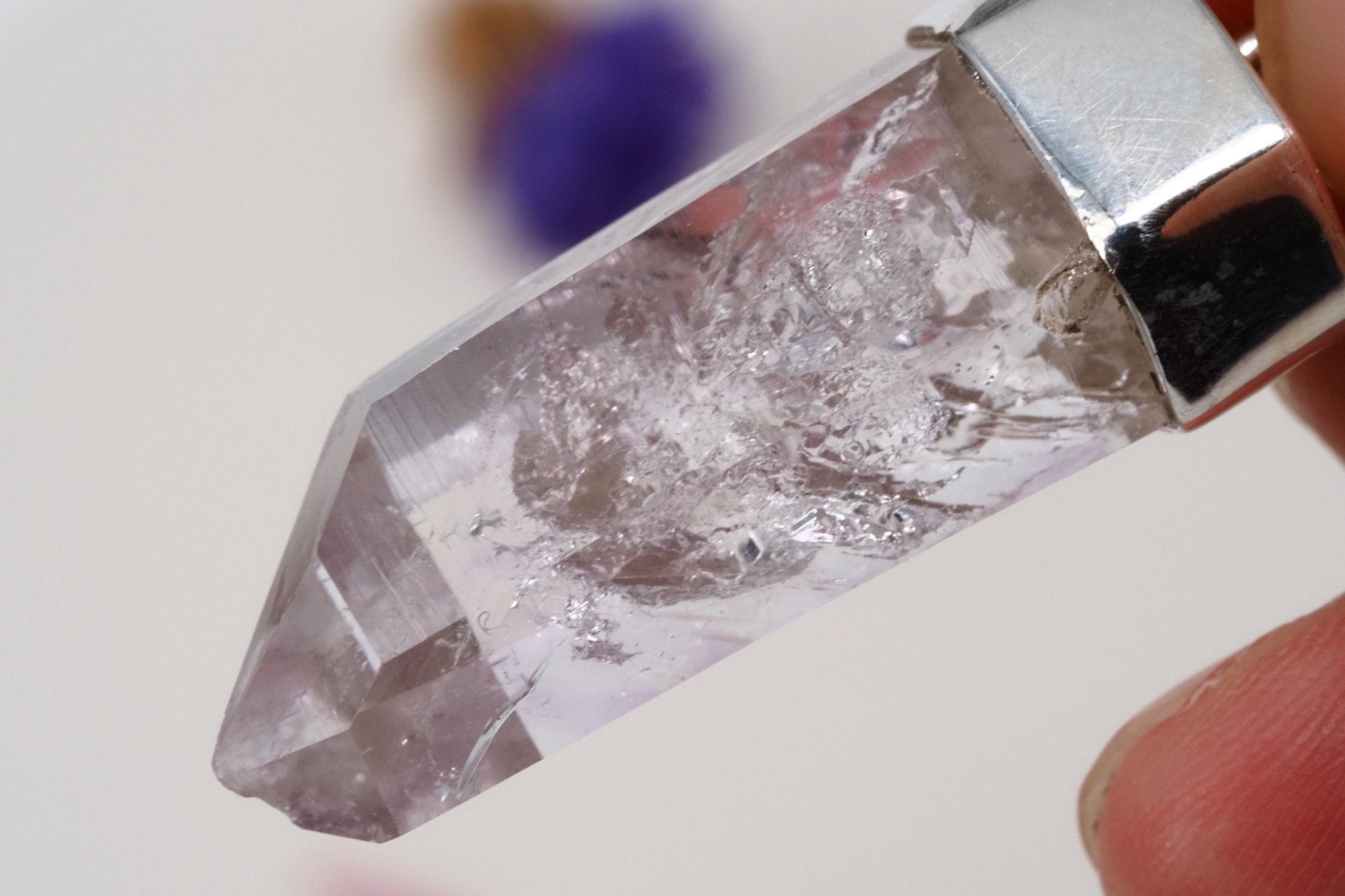 Amethyst Namibia Silber Anhänger Länge mit Öse 41mm