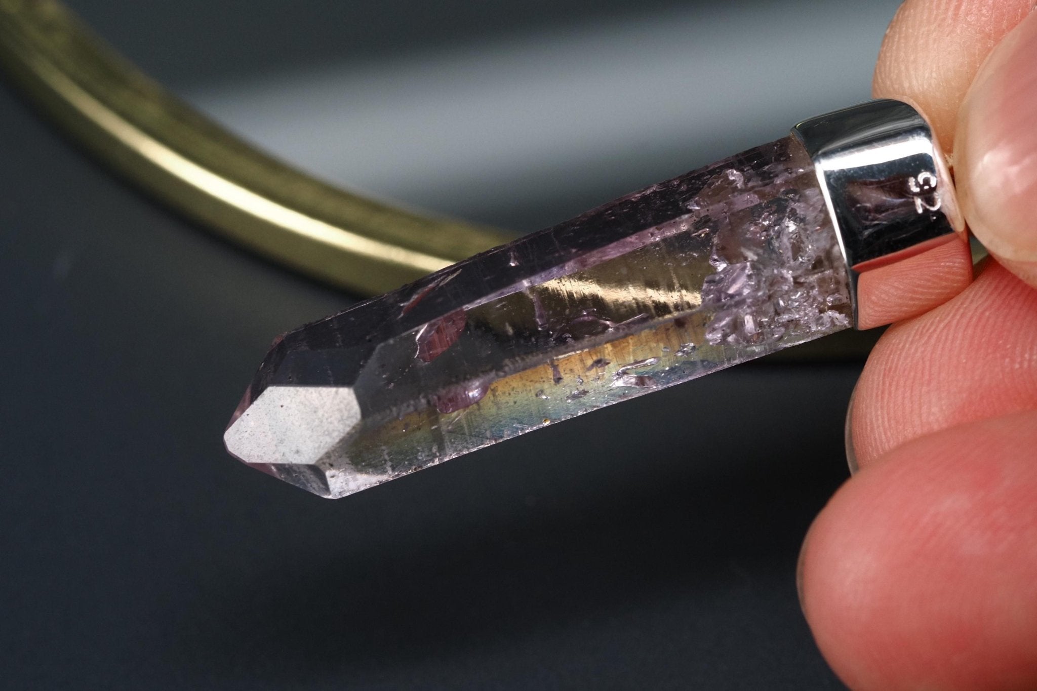 Amethyst Namibia Silber Anhänger Länge mit Öse 43mm