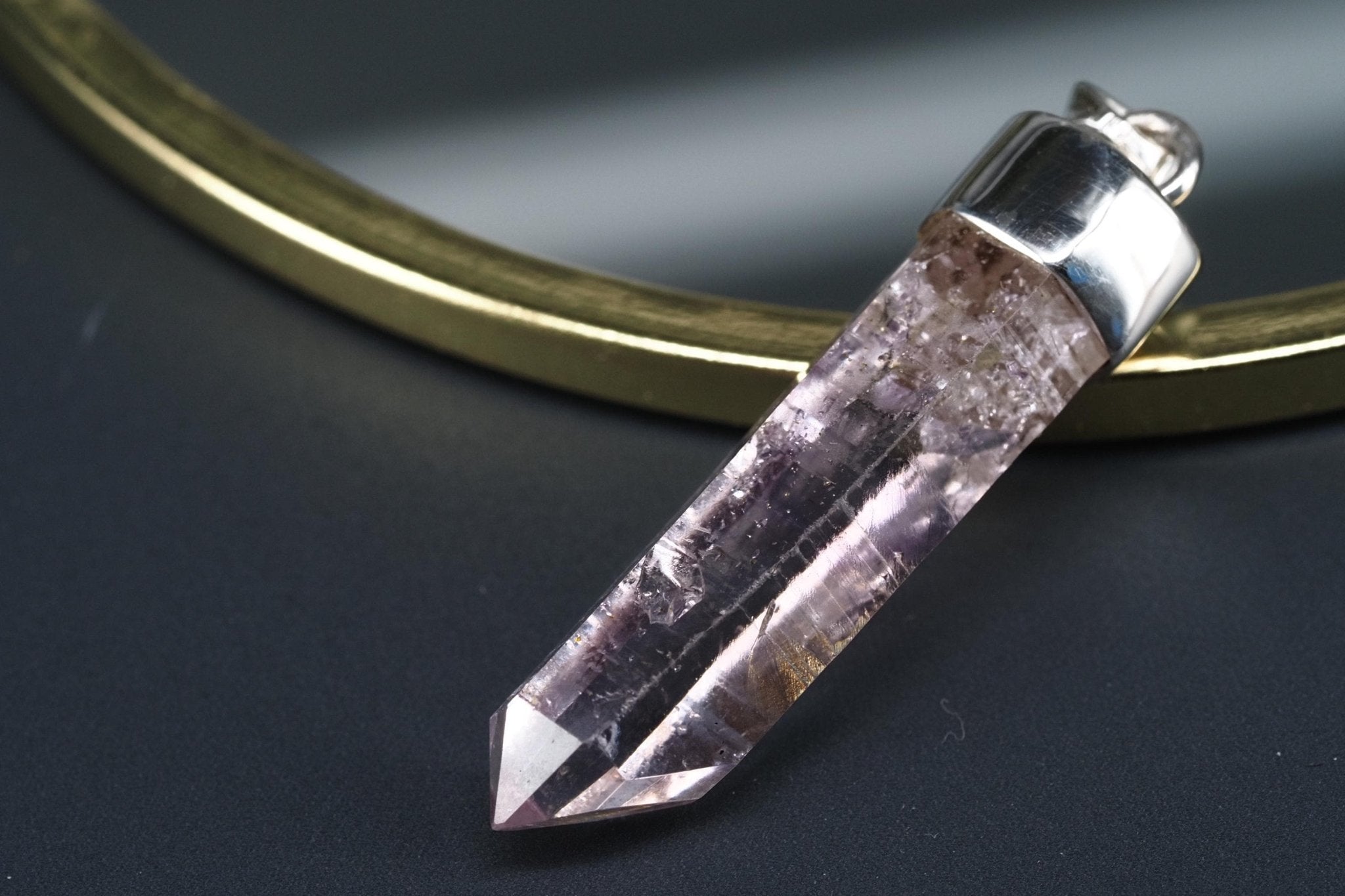 Amethyst Namibia Silber Anhänger Länge mit Öse 43mm