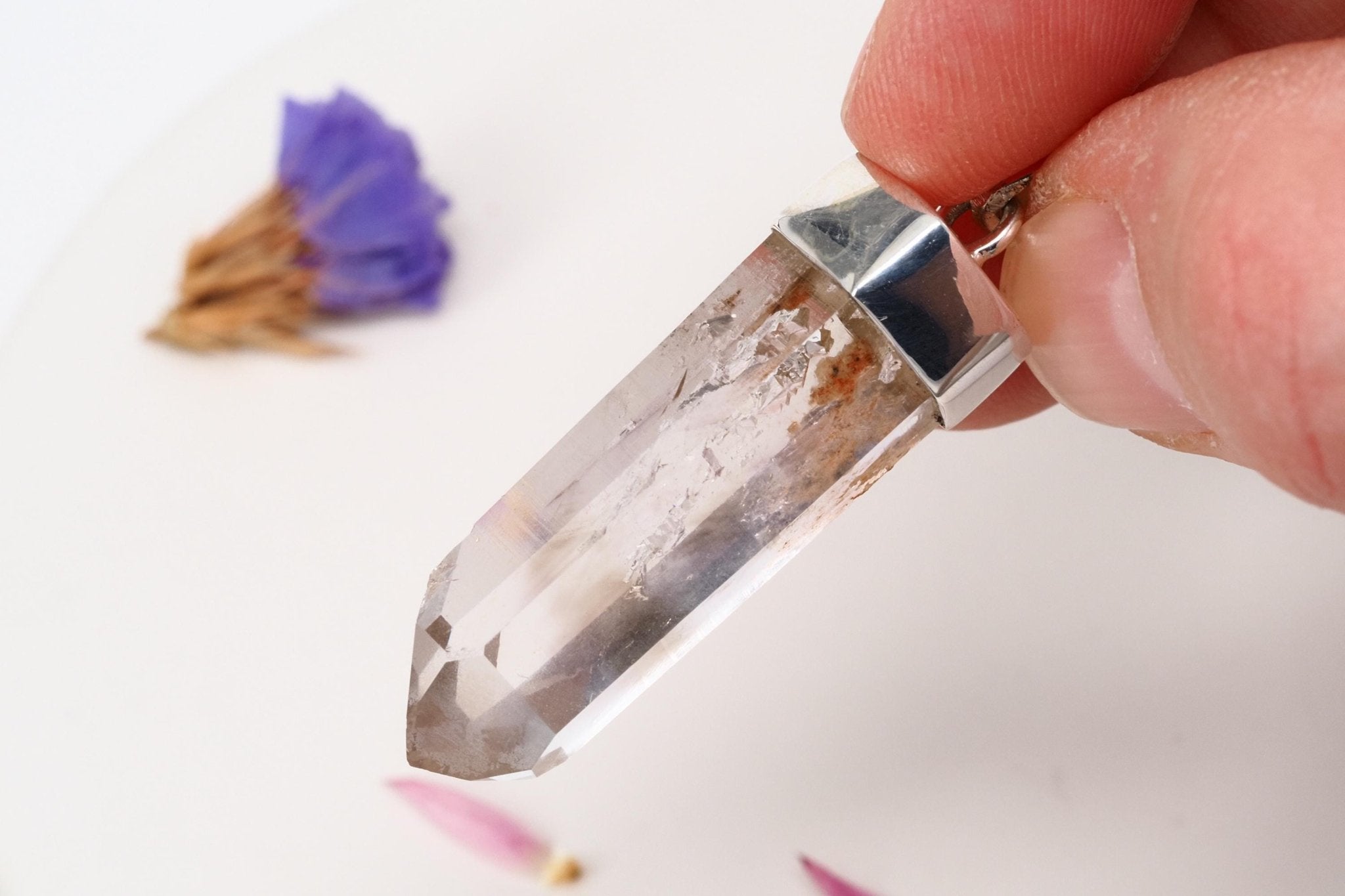 Amethyst Namibia Silber Anhänger Länge mit Öse 43mm