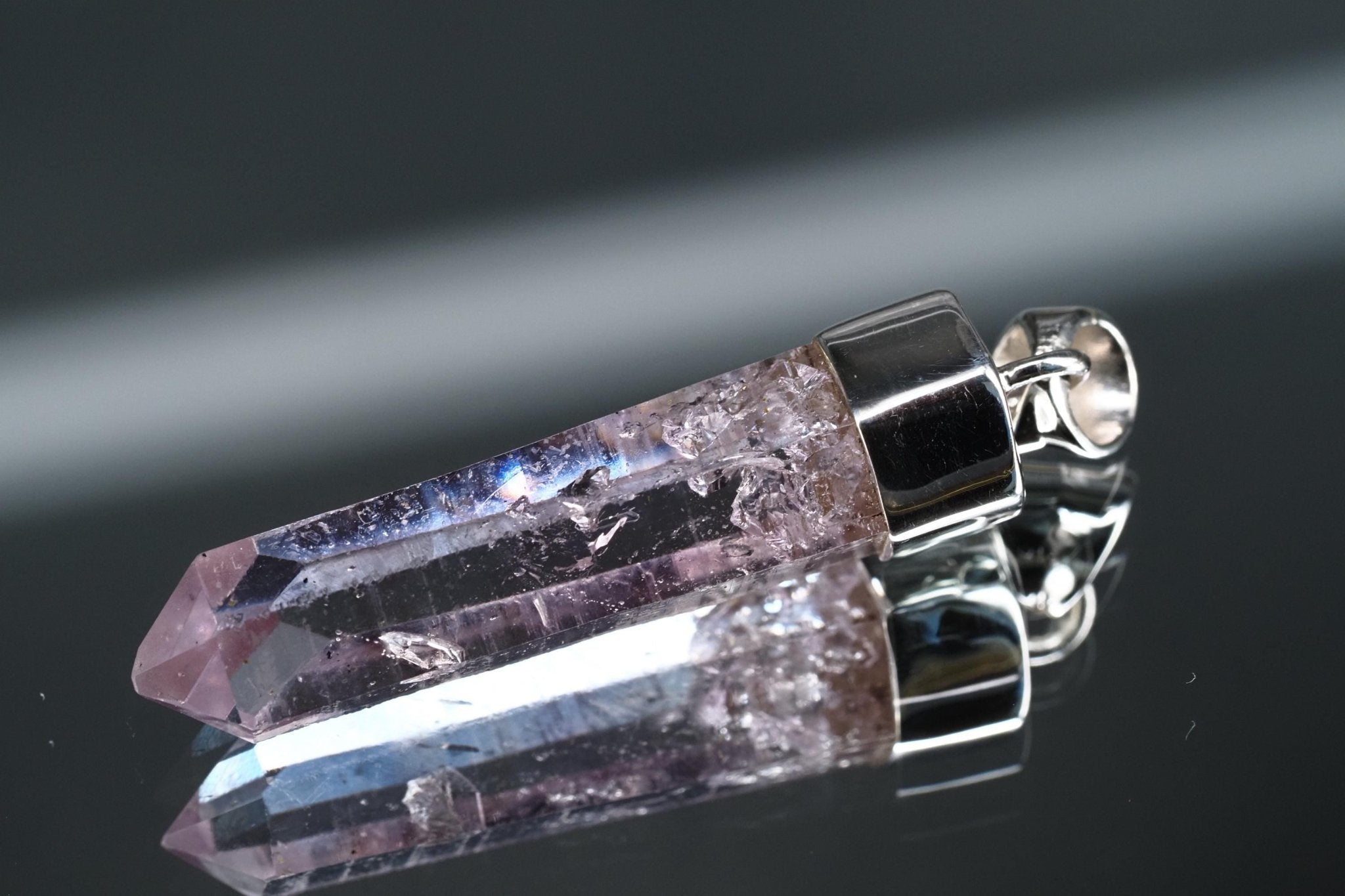 Amethyst Namibia Silber Anhänger Länge mit Öse 43mm