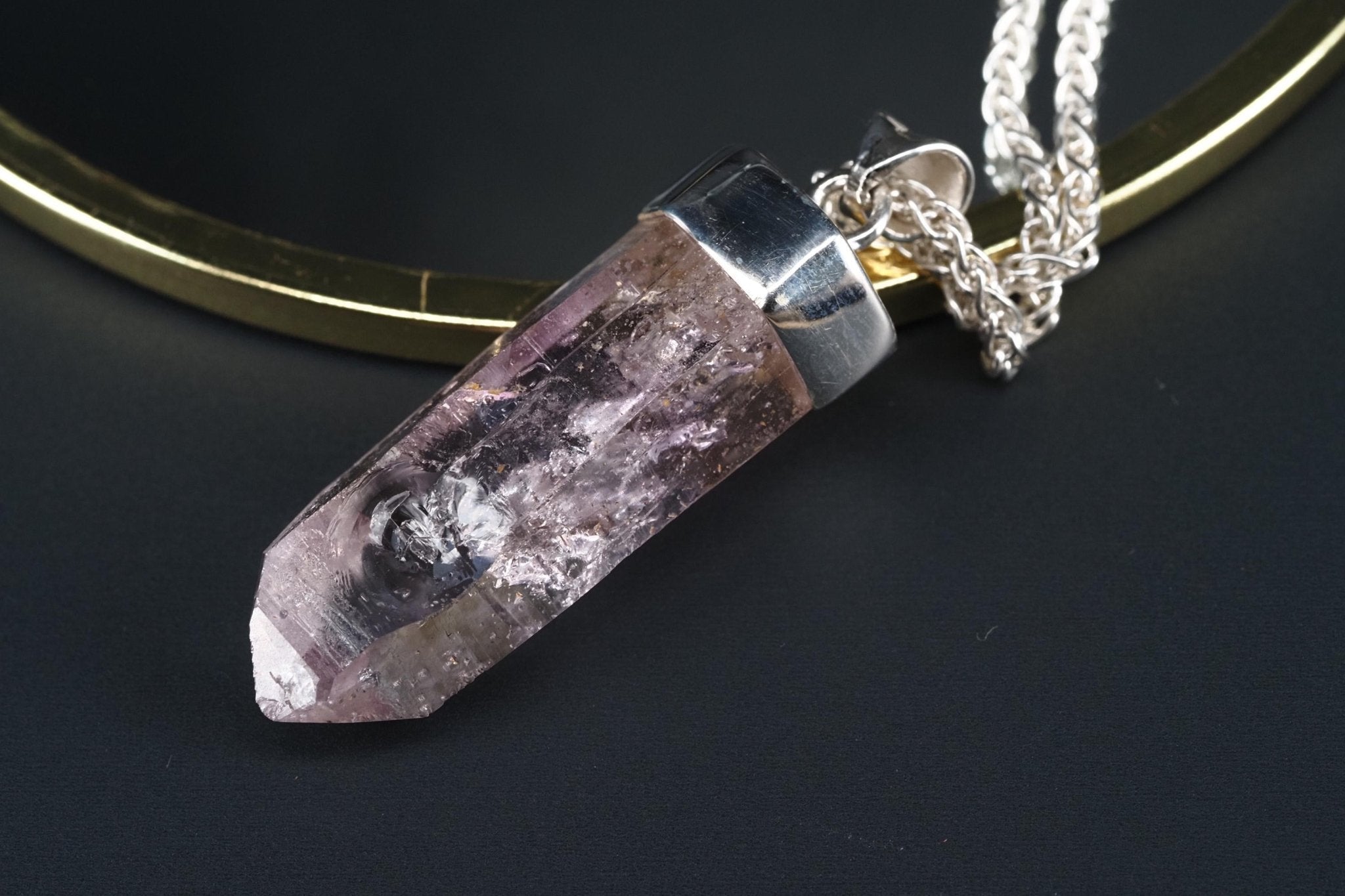 Amethyst Namibia Silber Anhänger Länge mit Öse 45,5mm