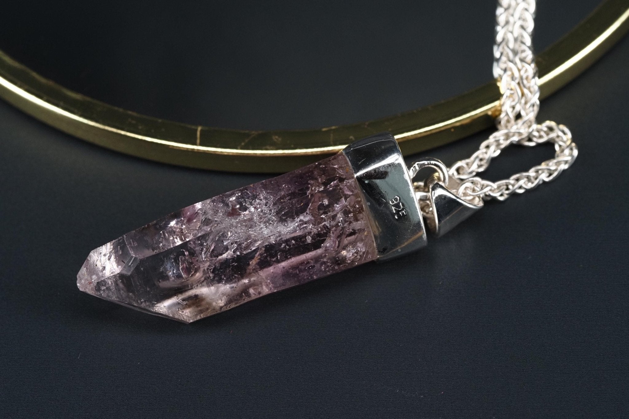 Amethyst Namibia Silber Anhänger Länge mit Öse 45,5mm