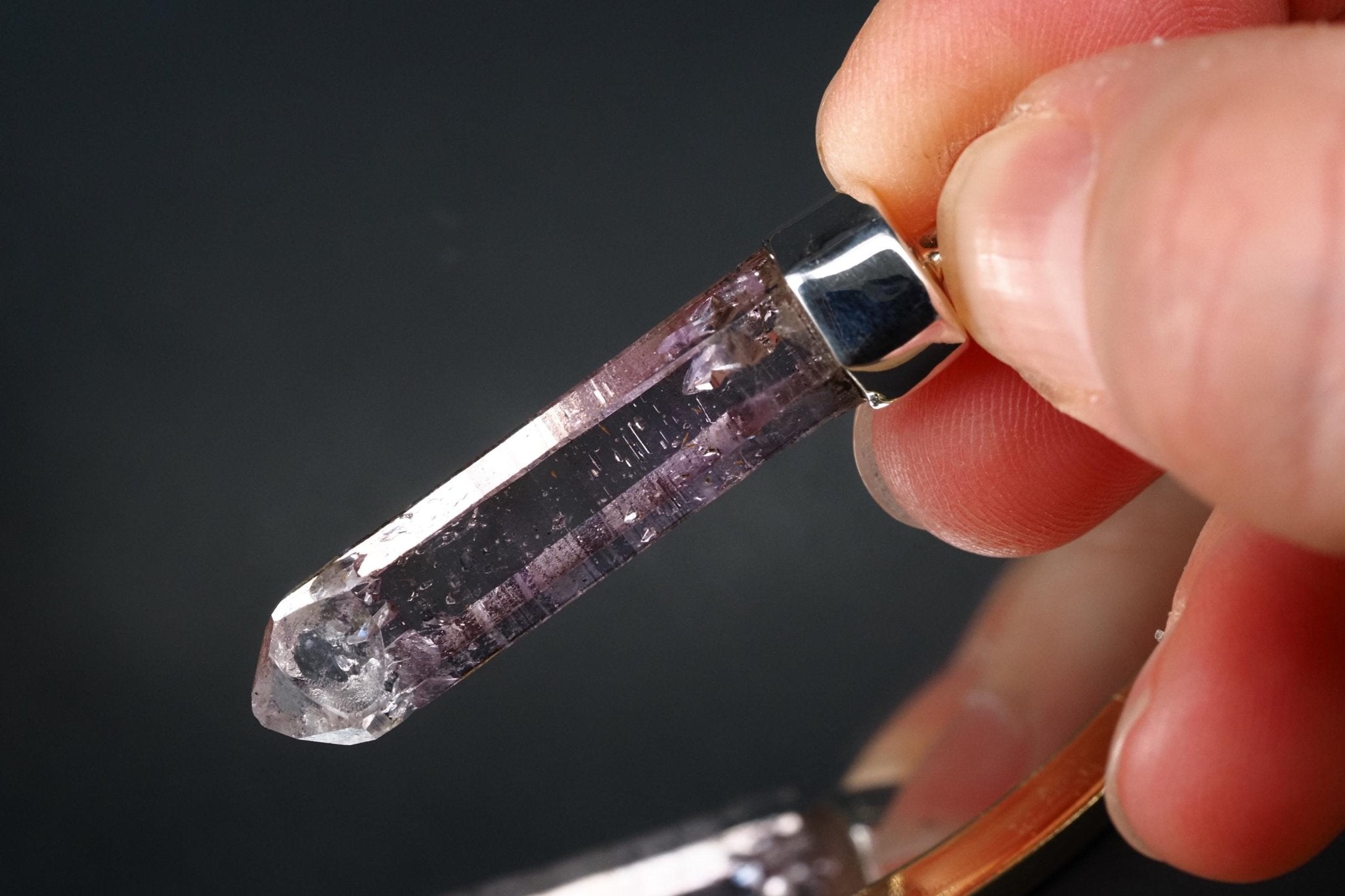 Amethyst Namibia Silber Anhänger Länge mit Öse 45,9mm