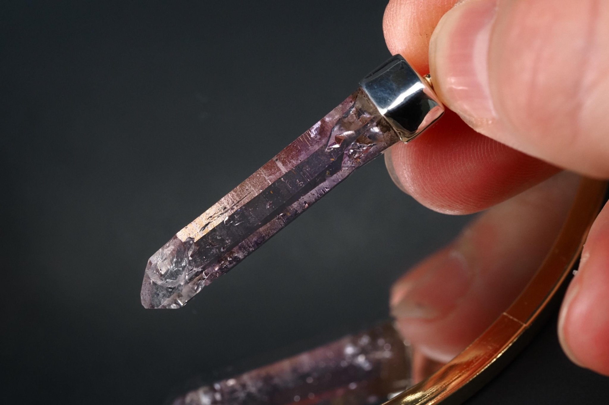 Amethyst Namibia Silber Anhänger Länge mit Öse 45,9mm