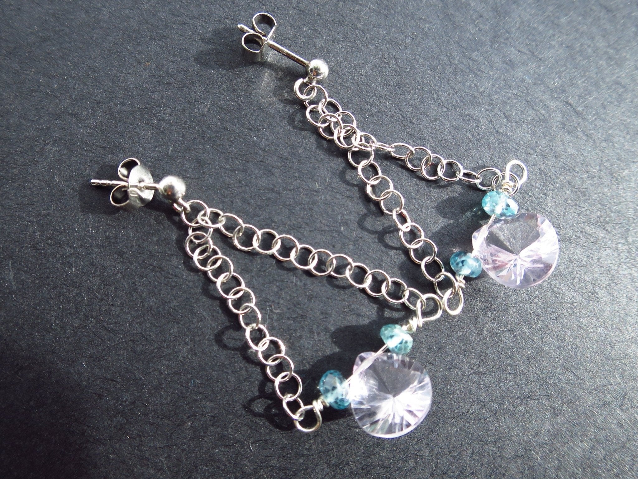 Amethyst und echte blaue Zircon Ohrringe mit Stecker