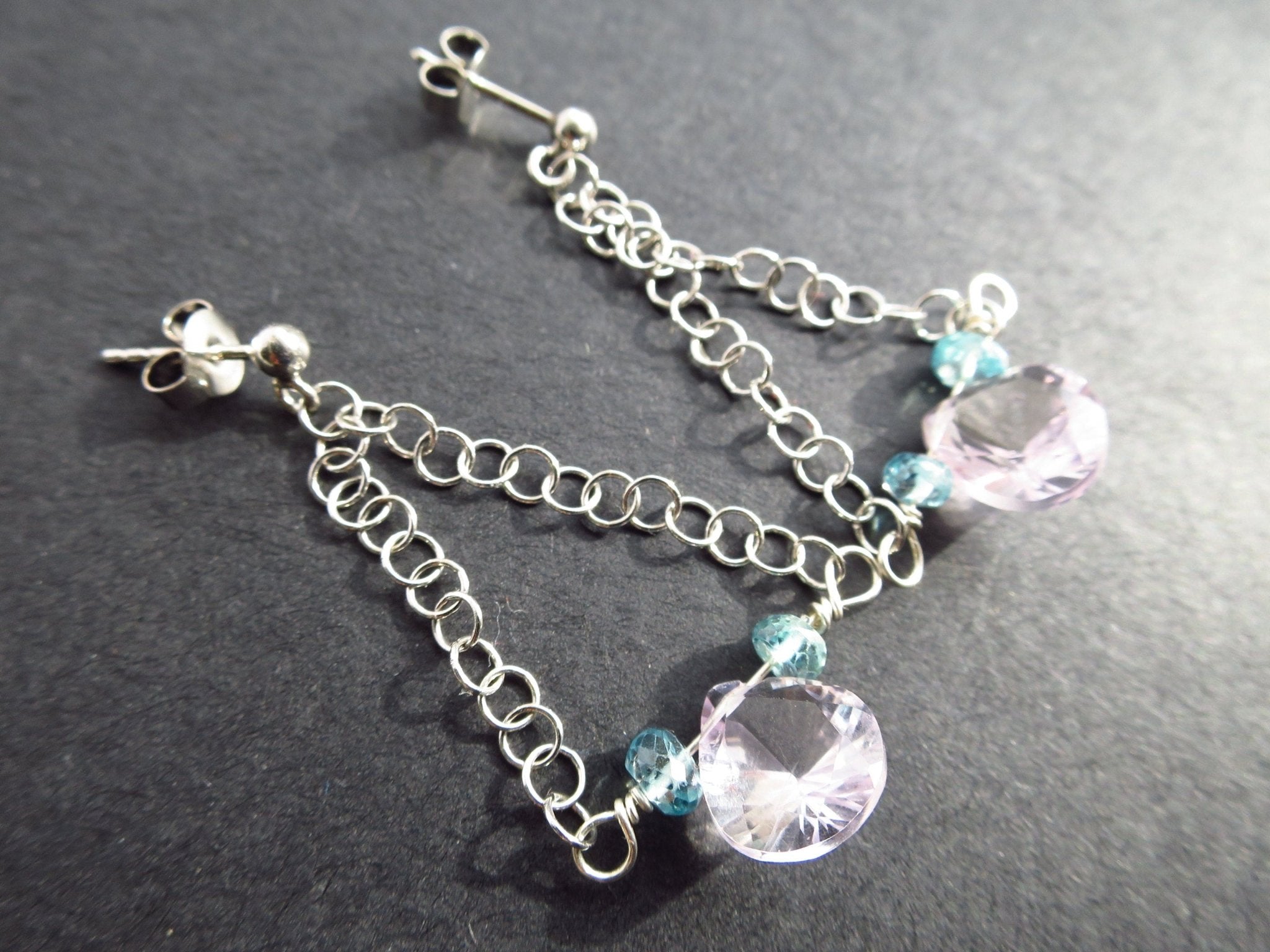 Amethyst und echte blaue Zircon Ohrringe mit Stecker