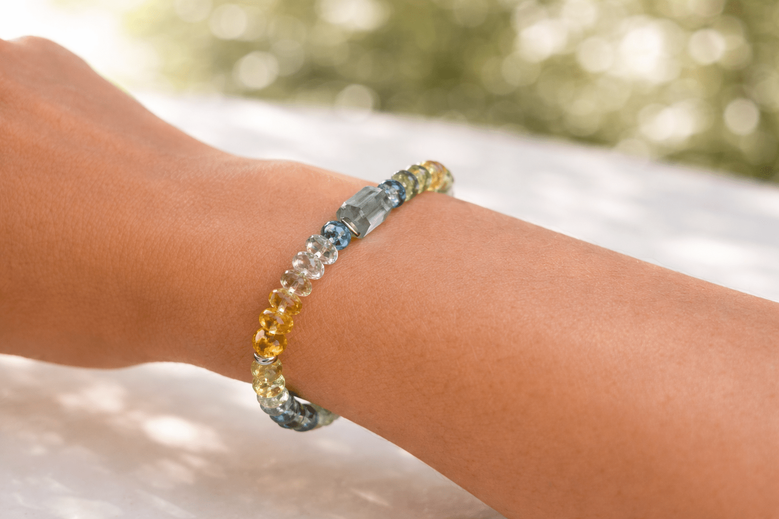 Aquamarin Armband mit Heliodor & Morganit