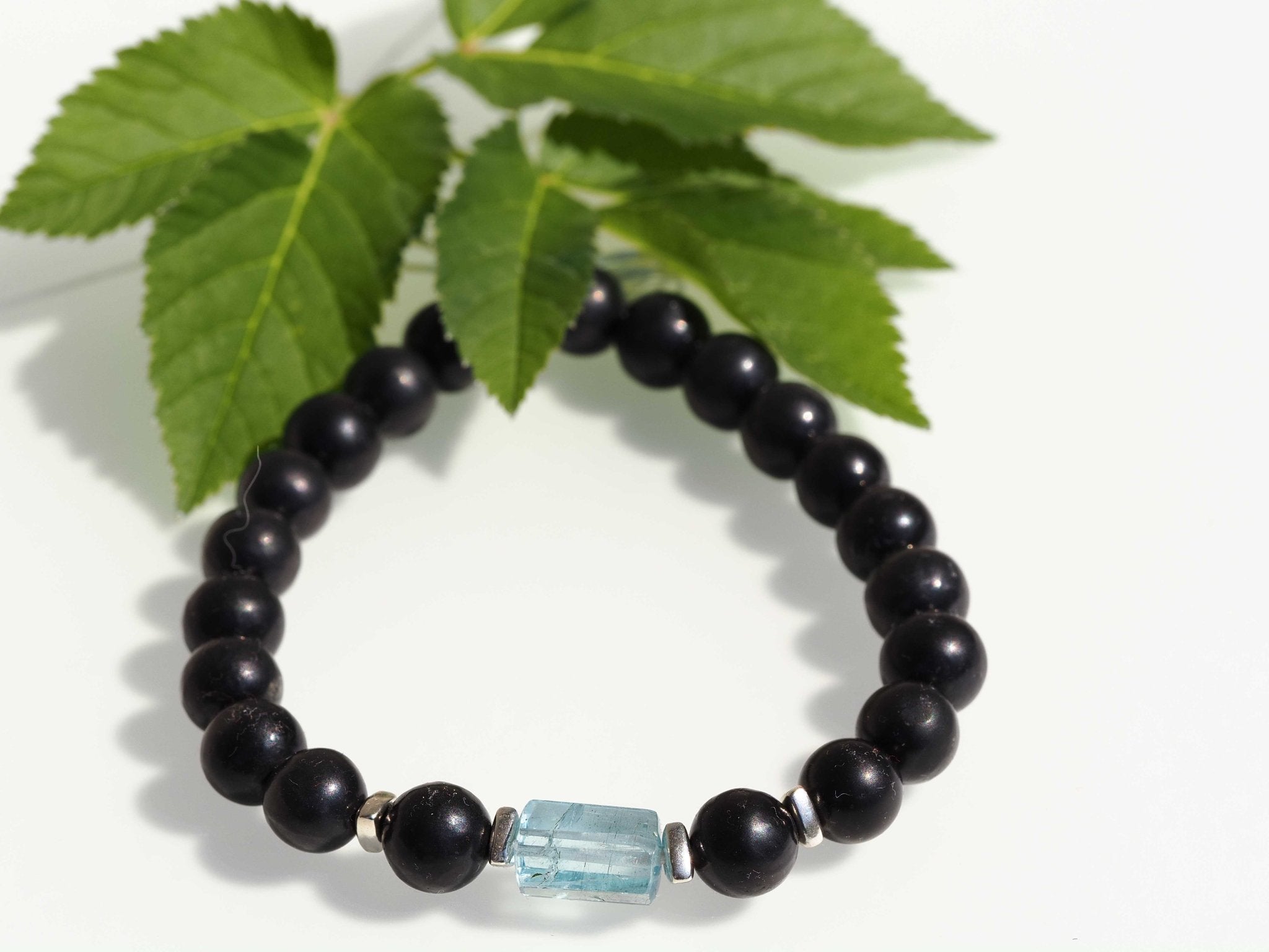 Aquamarin Armband mit Schungit für Männer und Frauen