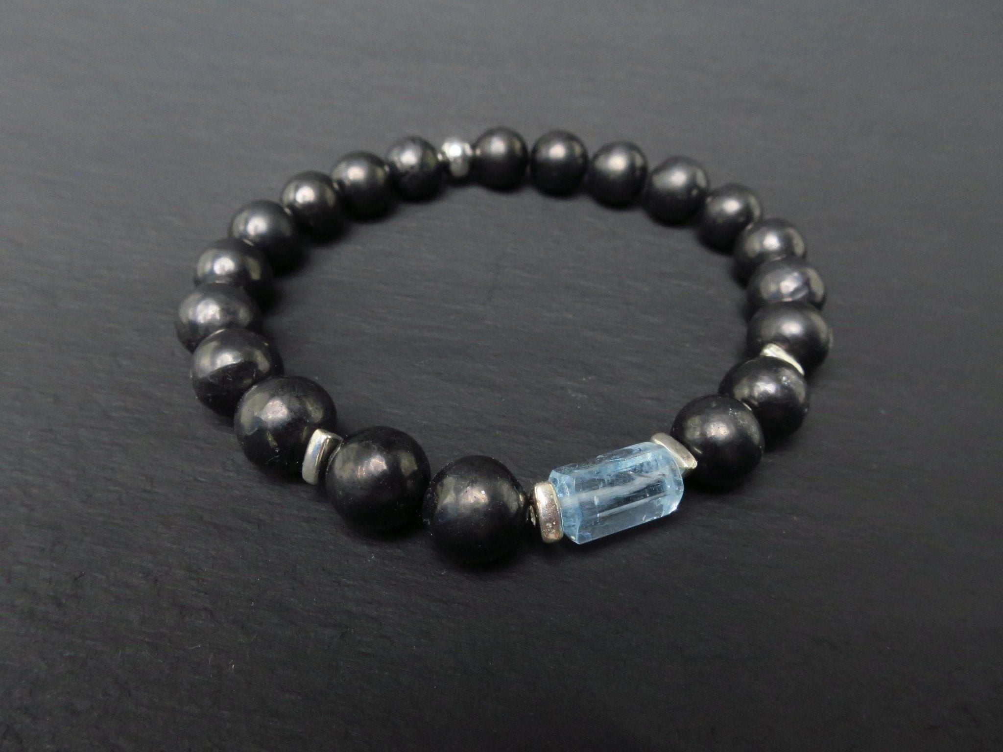 Aquamarin Armband mit Schungit für Männer und Frauen