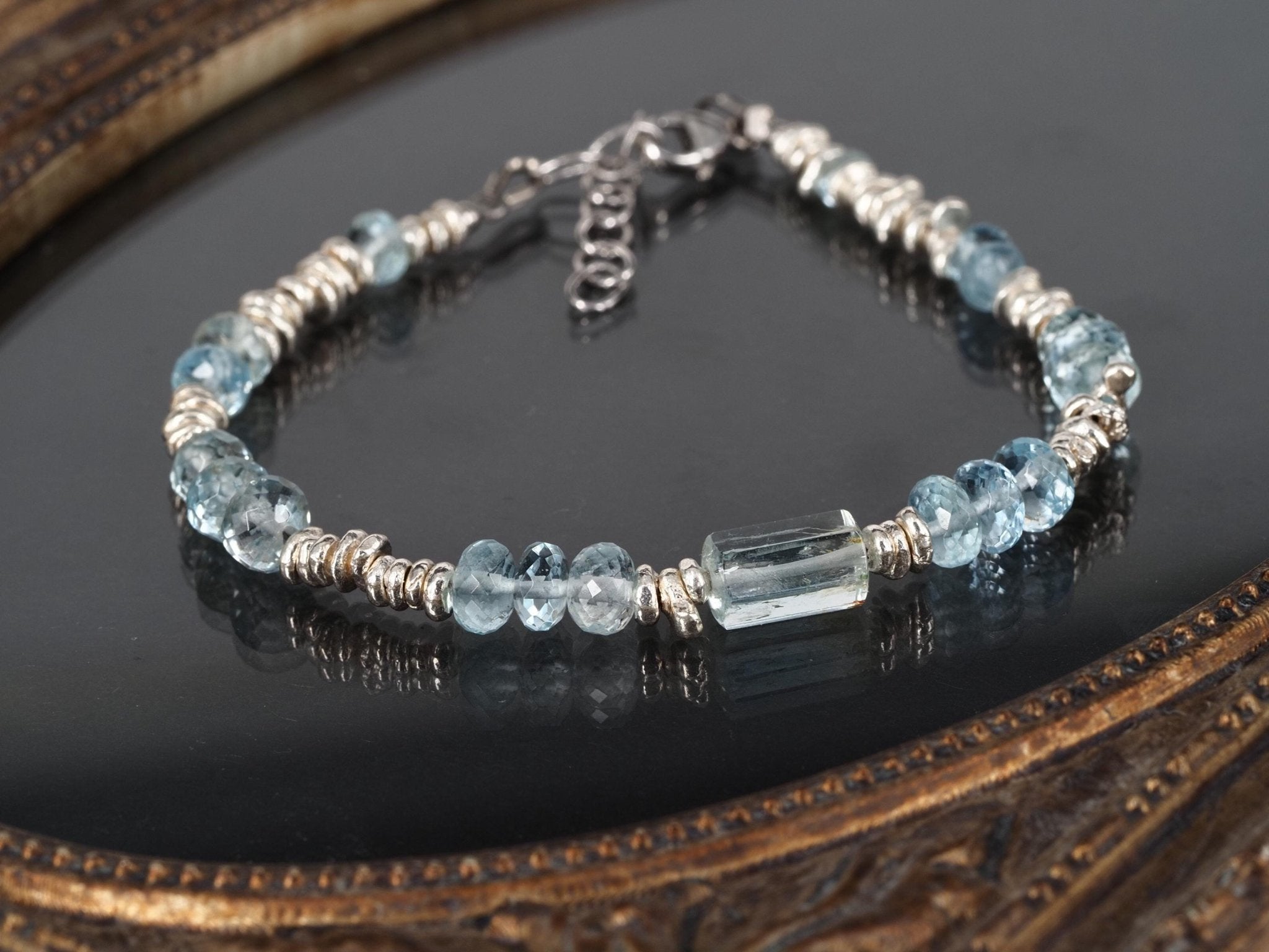 Aquamarin Armband Silber Edelstein Armband