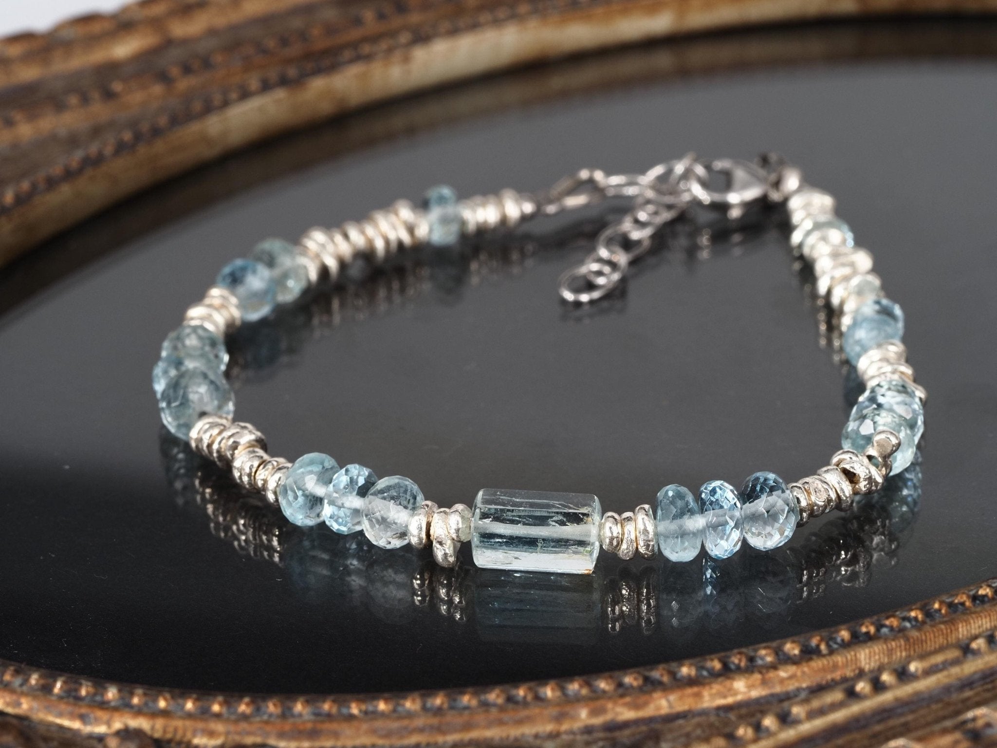 Aquamarin Armband Silber Edelstein Armband