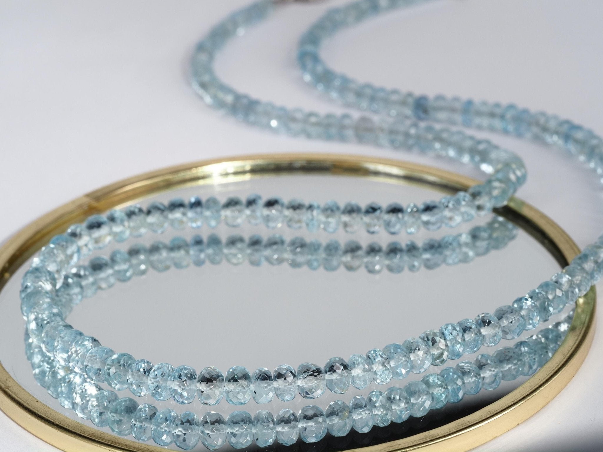 Aquamarin Halskette – brillant facettiert, leuchtend hellblau, höchste Qualität