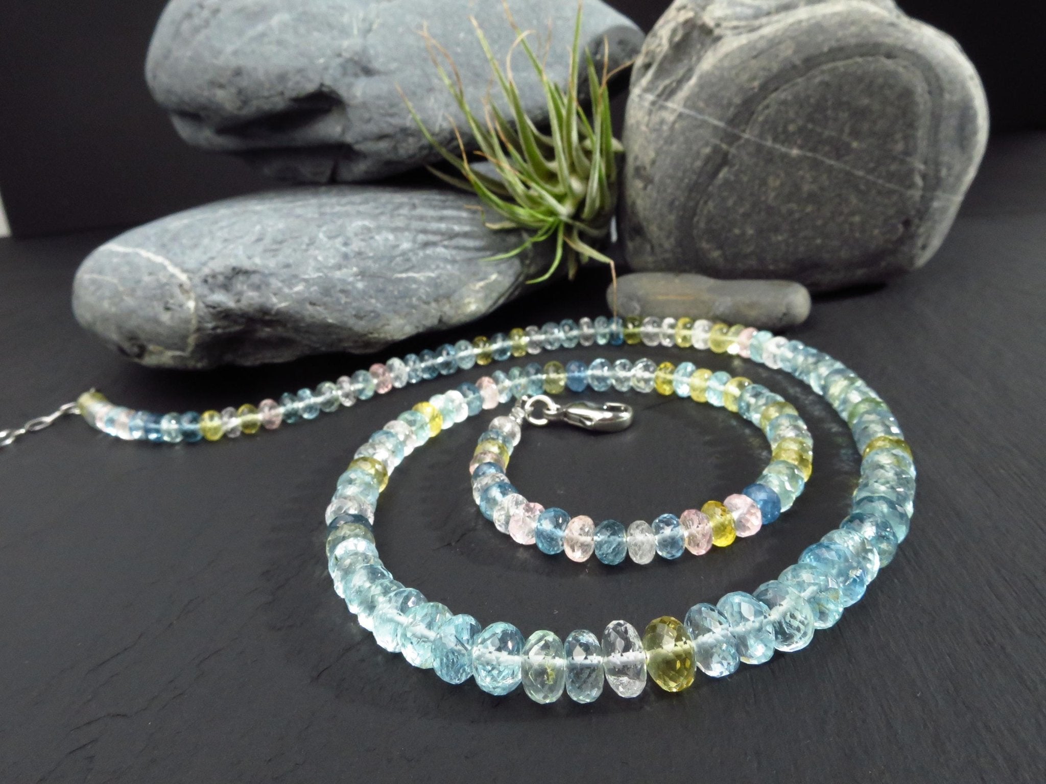 Aquamarin Kette 100% Natürlich 3 Farben Morganit Heliodor
