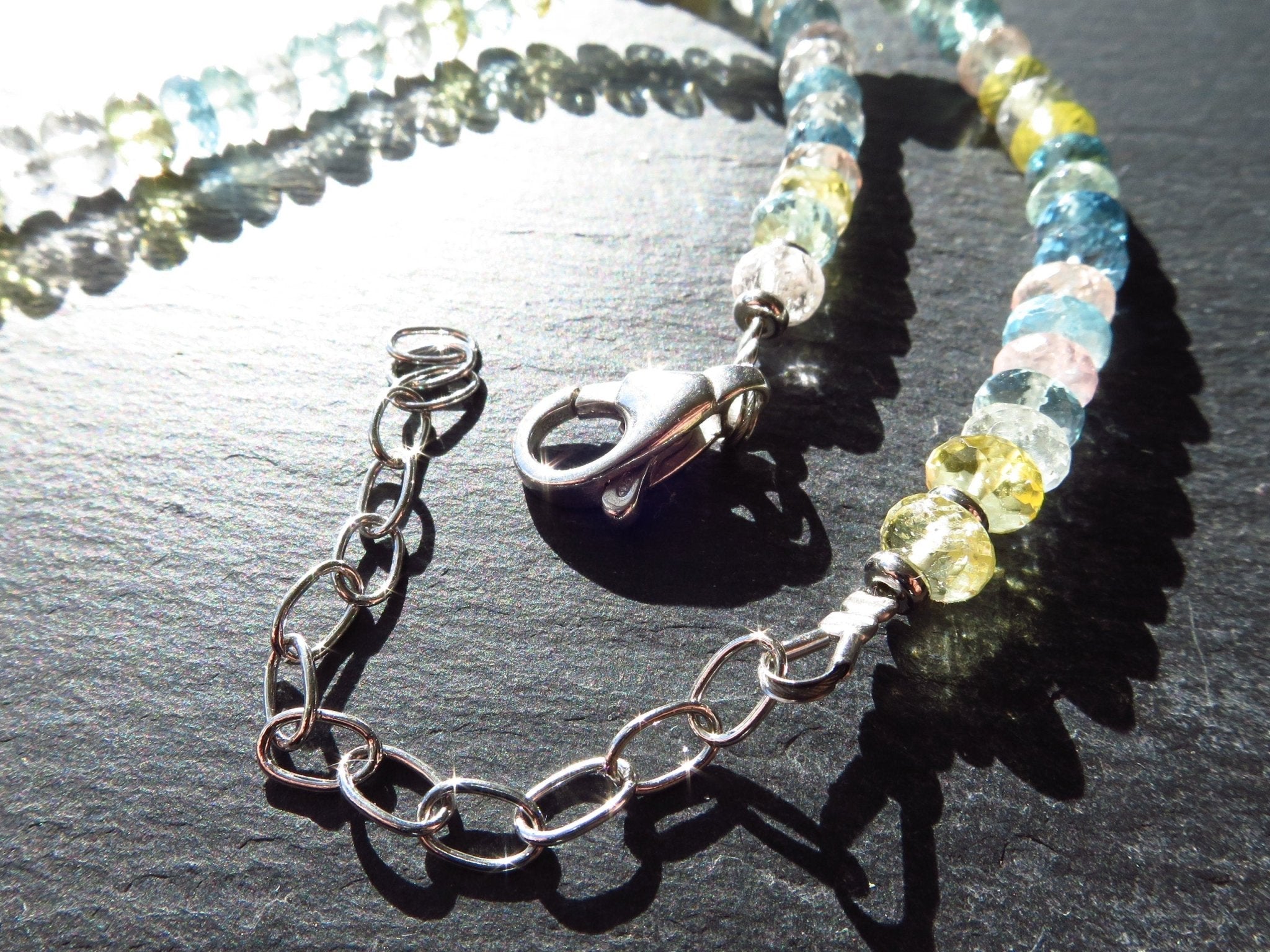 Aquamarin Kette 100% Natürlich 3 Farben Morganit Heliodor