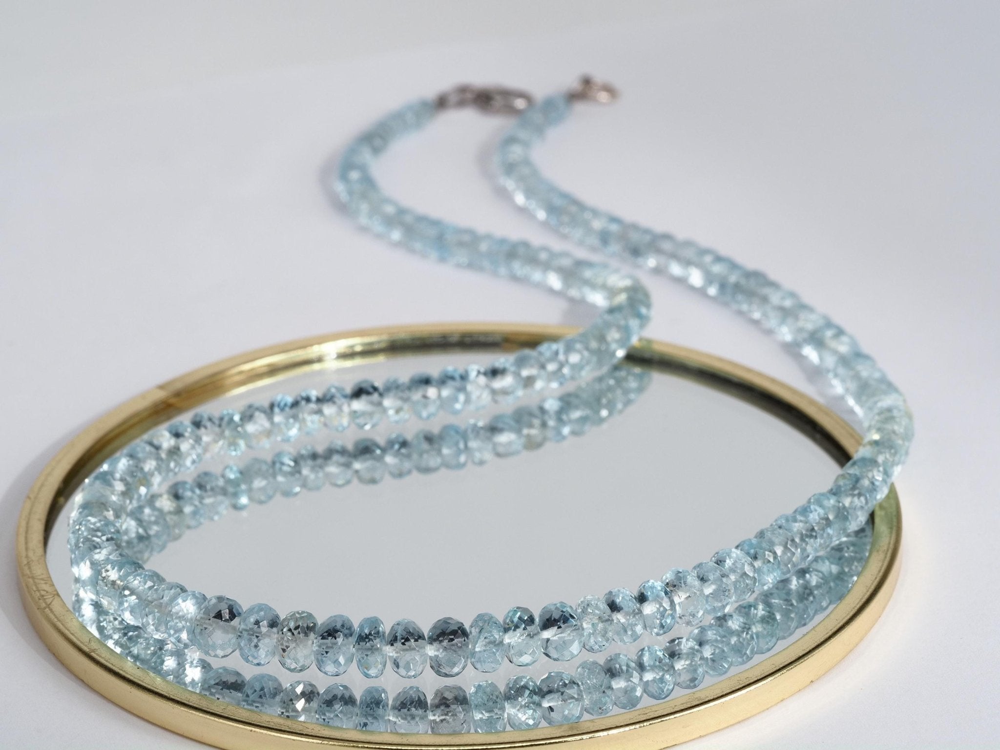 Aquamarin Kette Silber Aquamarin Halskette blau Beryll Collier Aquamarin Natur Edelstein Aquamarin Perlen Kette klar Silber AAA Aquamarin