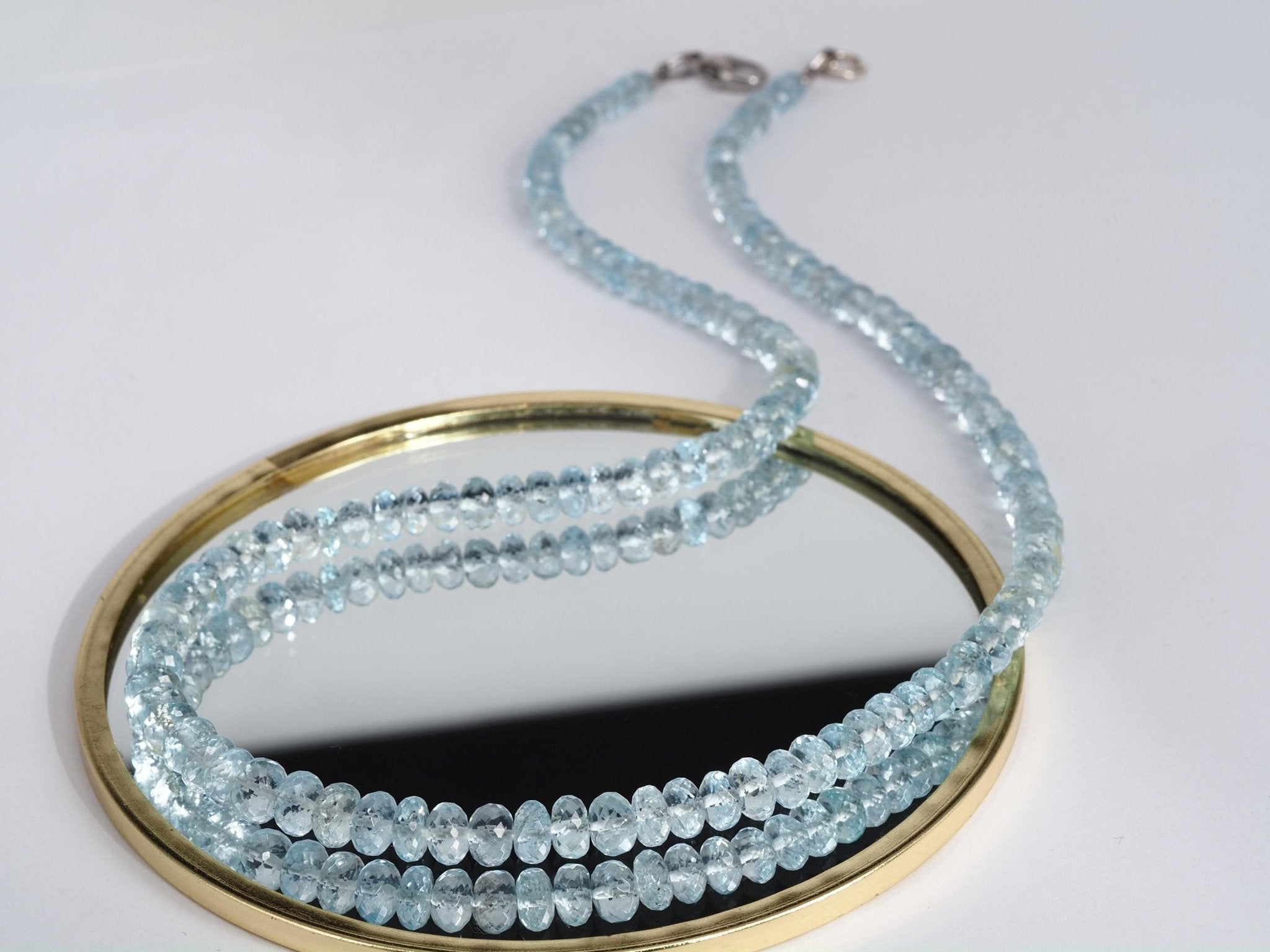 Aquamarin Kette Silber Aquamarin Halskette blau Beryll Collier Aquamarin Natur Edelstein Aquamarin Perlen Kette klar Silber AAA Aquamarin