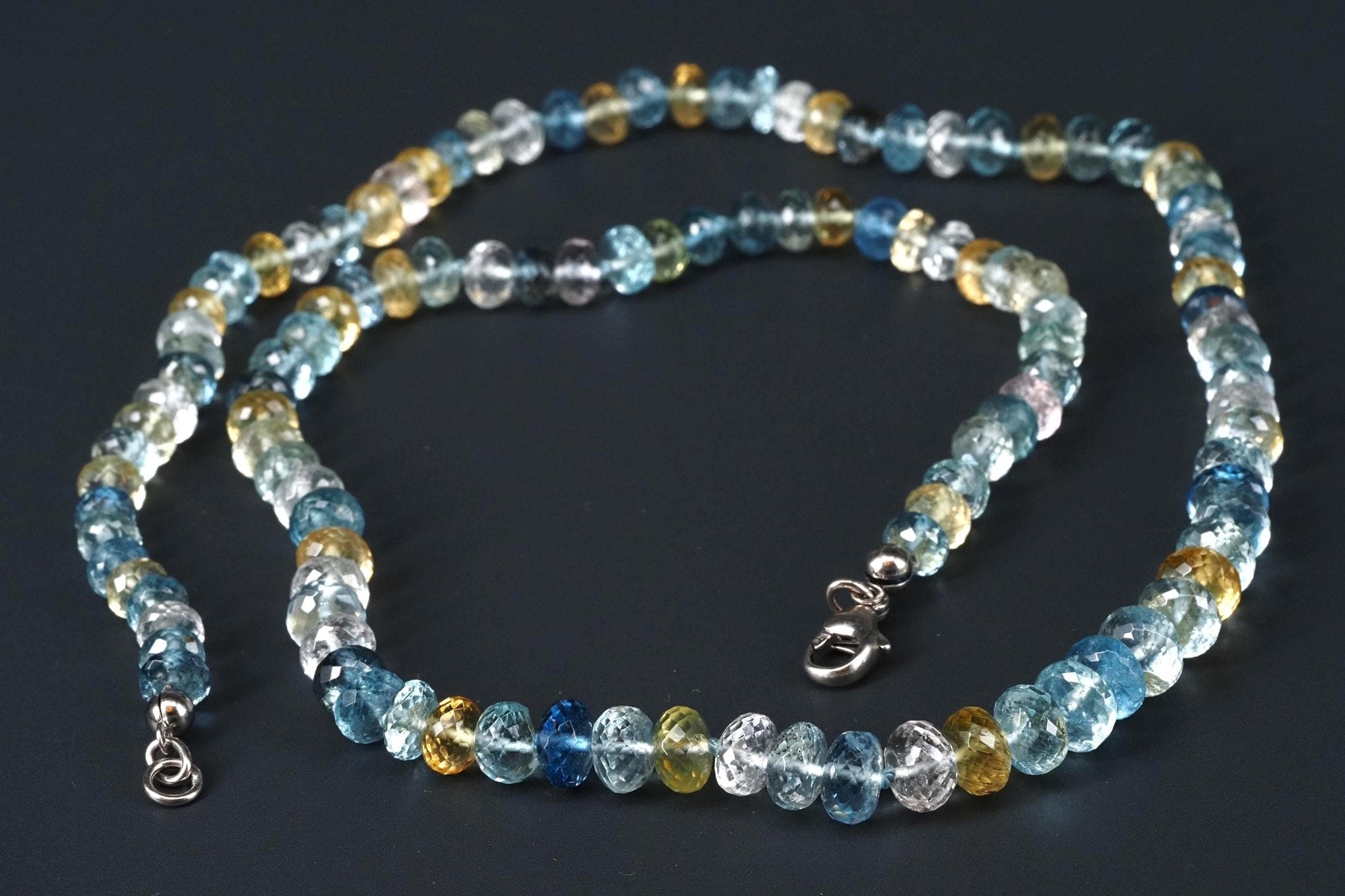 Aquamarin Morganit Heliodor Beryl Kette blau rosa gelb