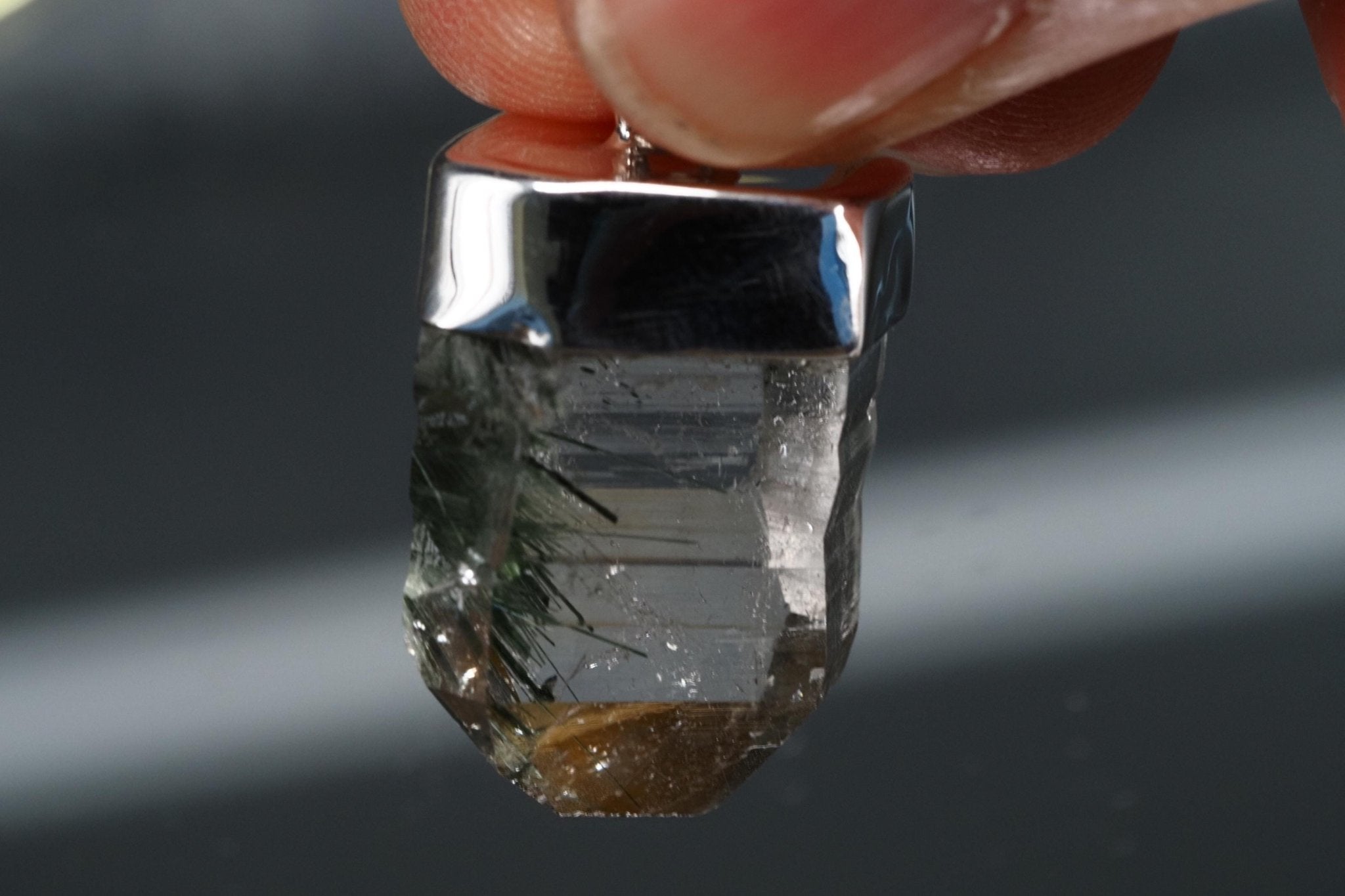 Bergkristall Aktinolith Anhänger Silber Österreich 33mm