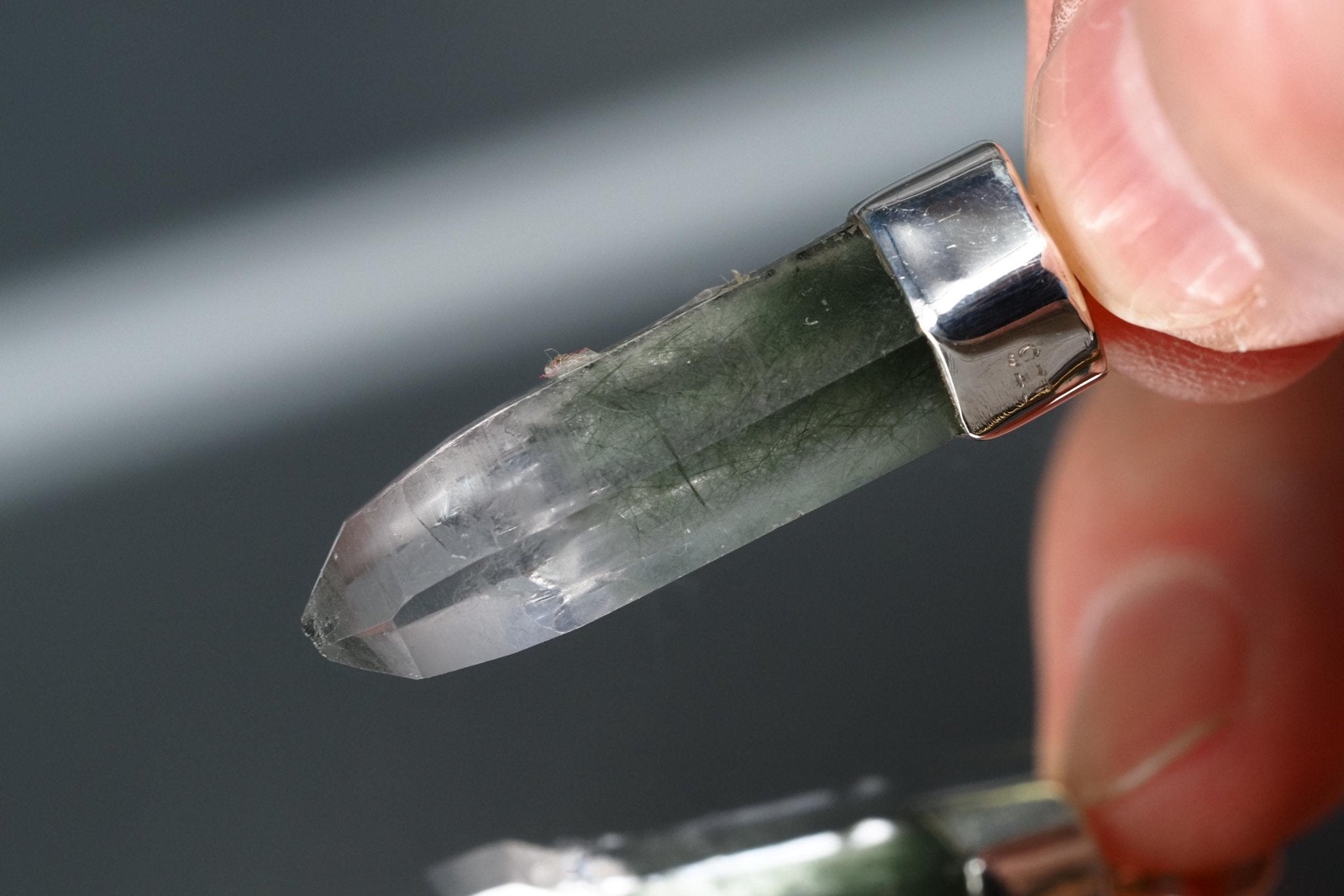 Bergkristall Aktinolith Anhänger Silber Österreich 37mm