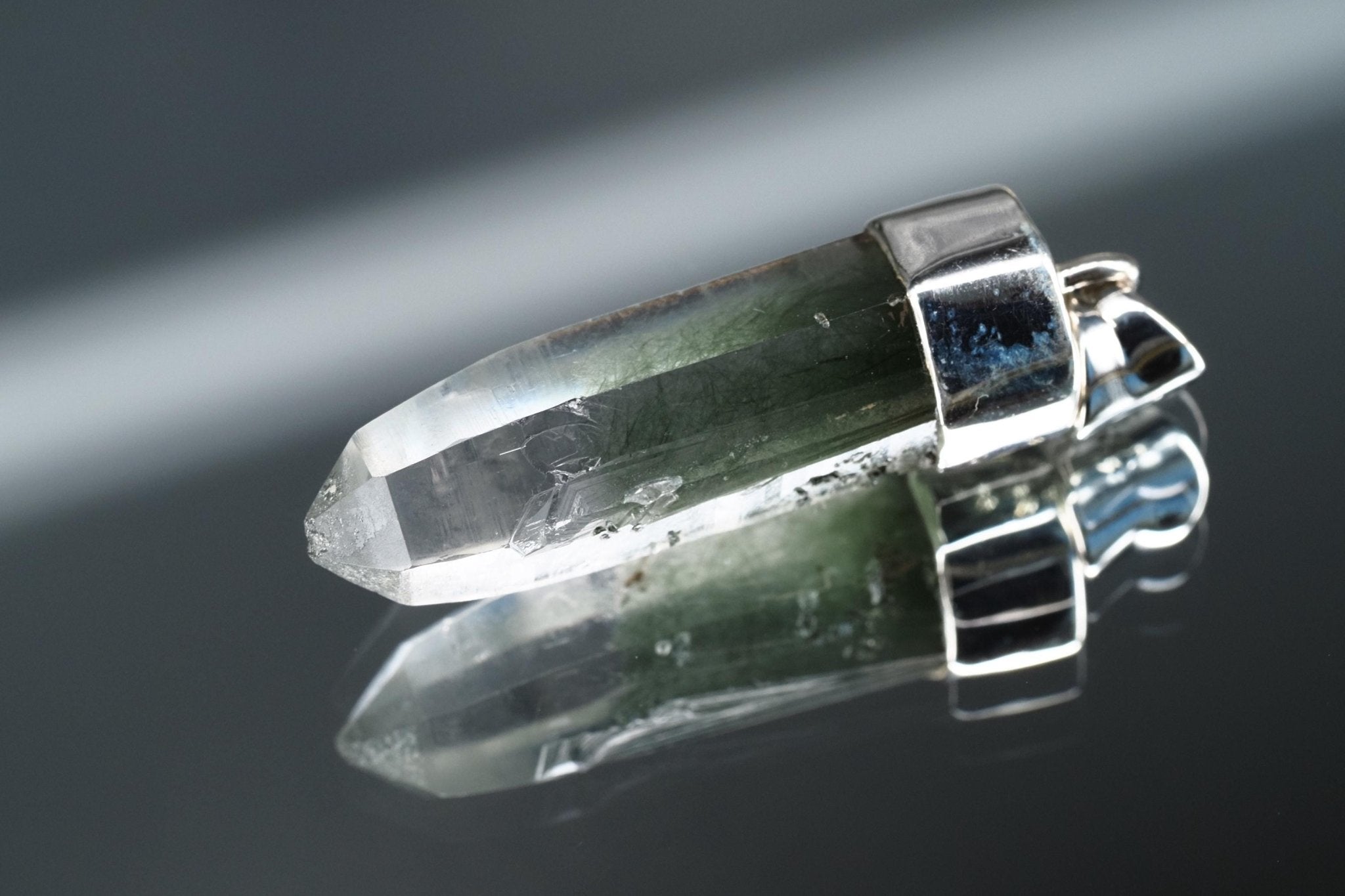 Bergkristall Aktinolith Anhänger Silber Österreich 37mm