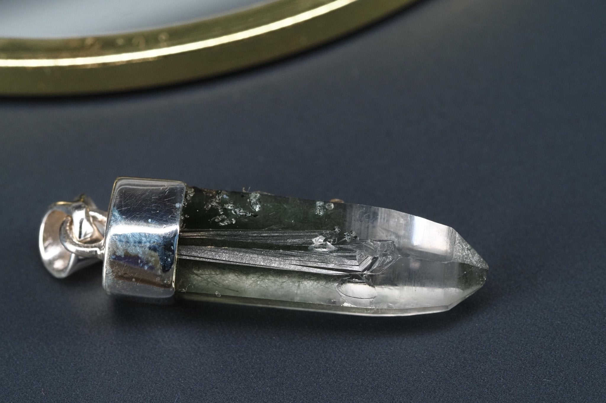 Bergkristall Aktinolith Anhänger Silber Österreich 37mm