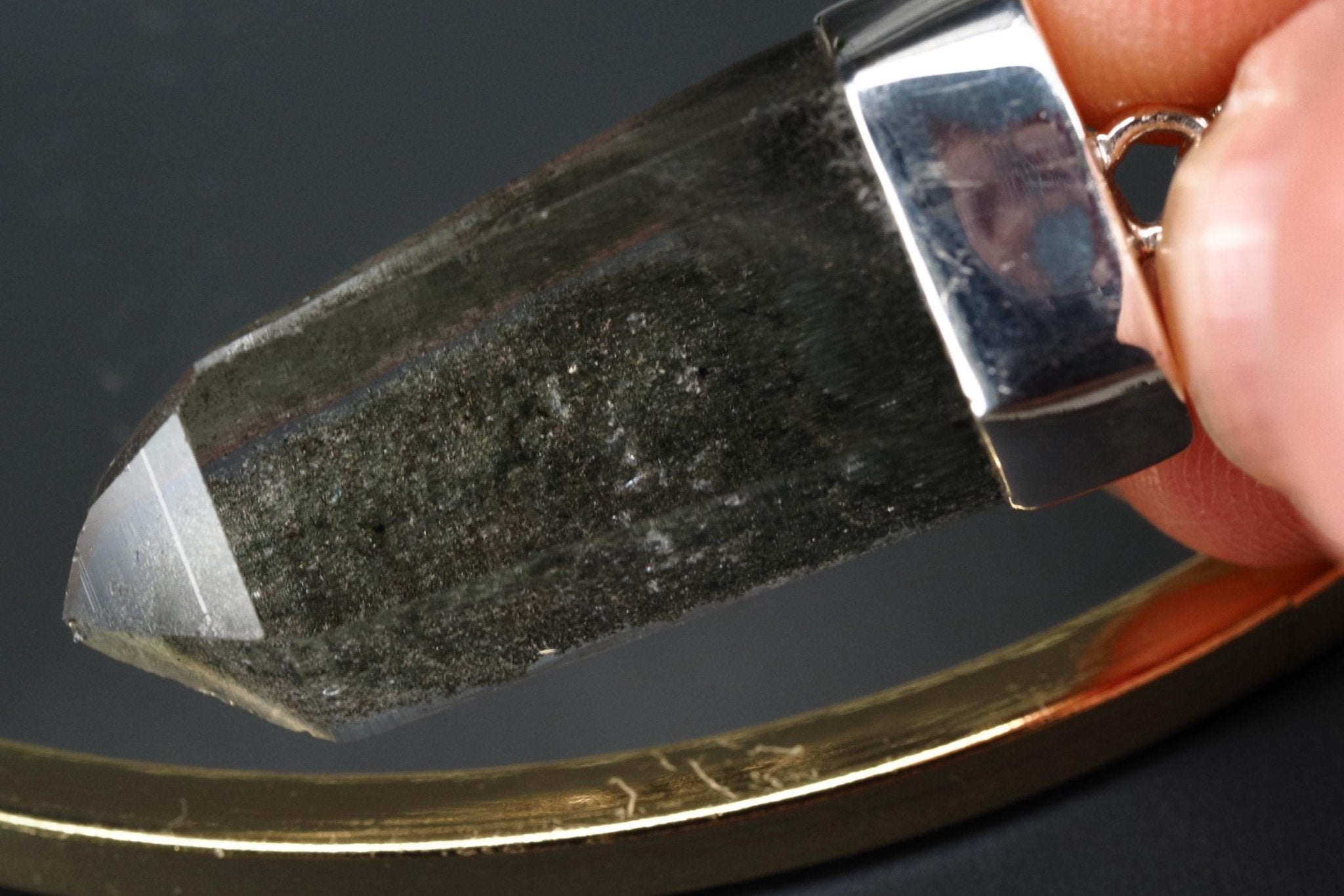 Bergkristall Aktinolith Anhänger Silber Österreich 43mm