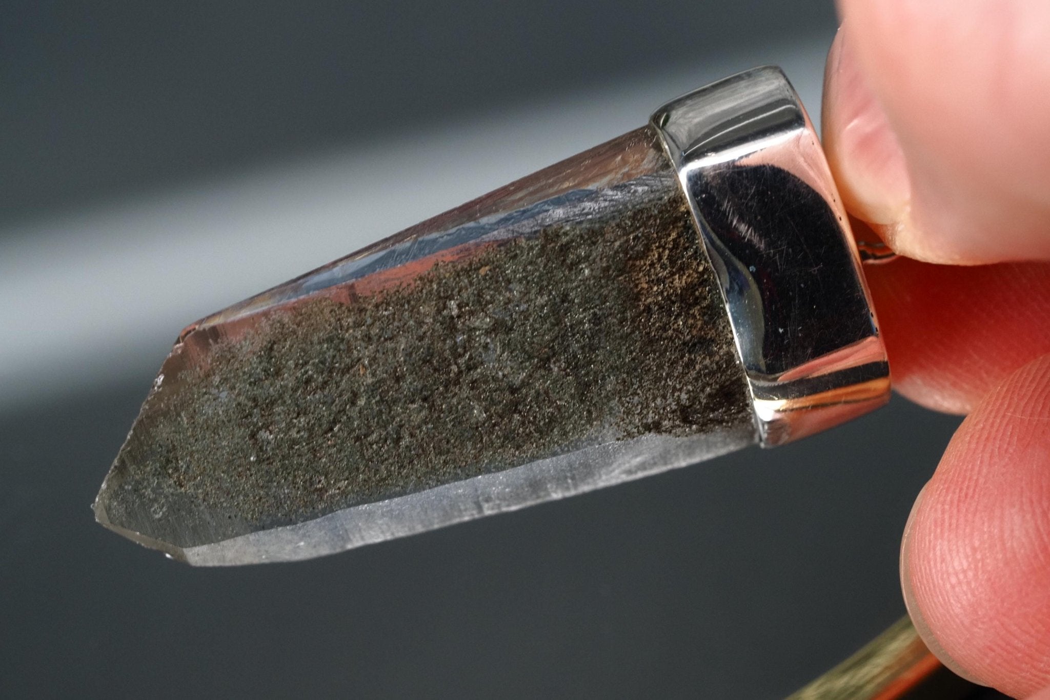 Bergkristall Aktinolith Anhänger Silber Österreich 43mm