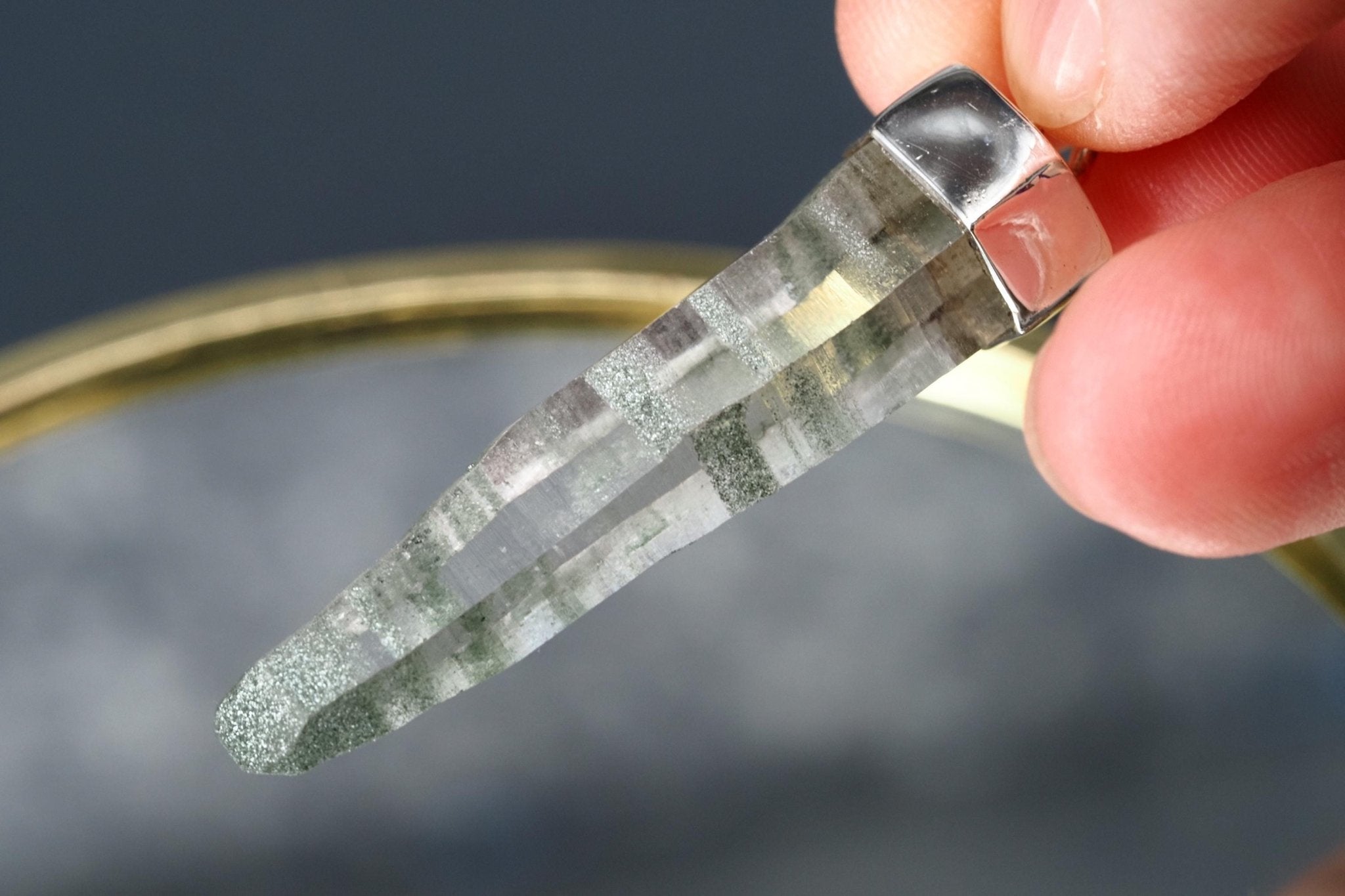 Bergkristall Aktinolith Anhänger Silber Österreich 53mm