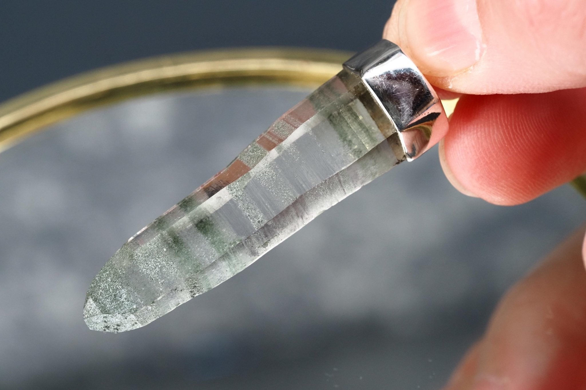 Bergkristall Aktinolith Anhänger Silber Österreich 53mm