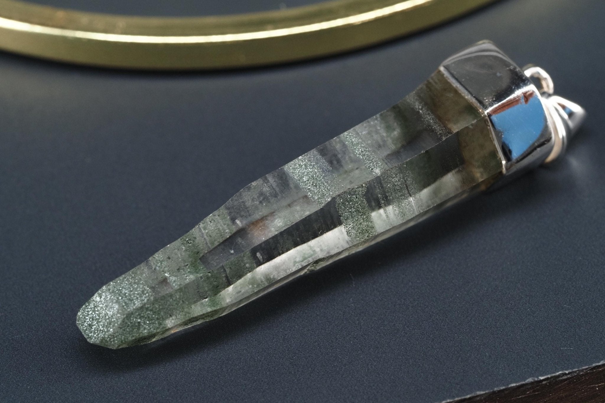 Bergkristall Aktinolith Anhänger Silber Österreich 53mm