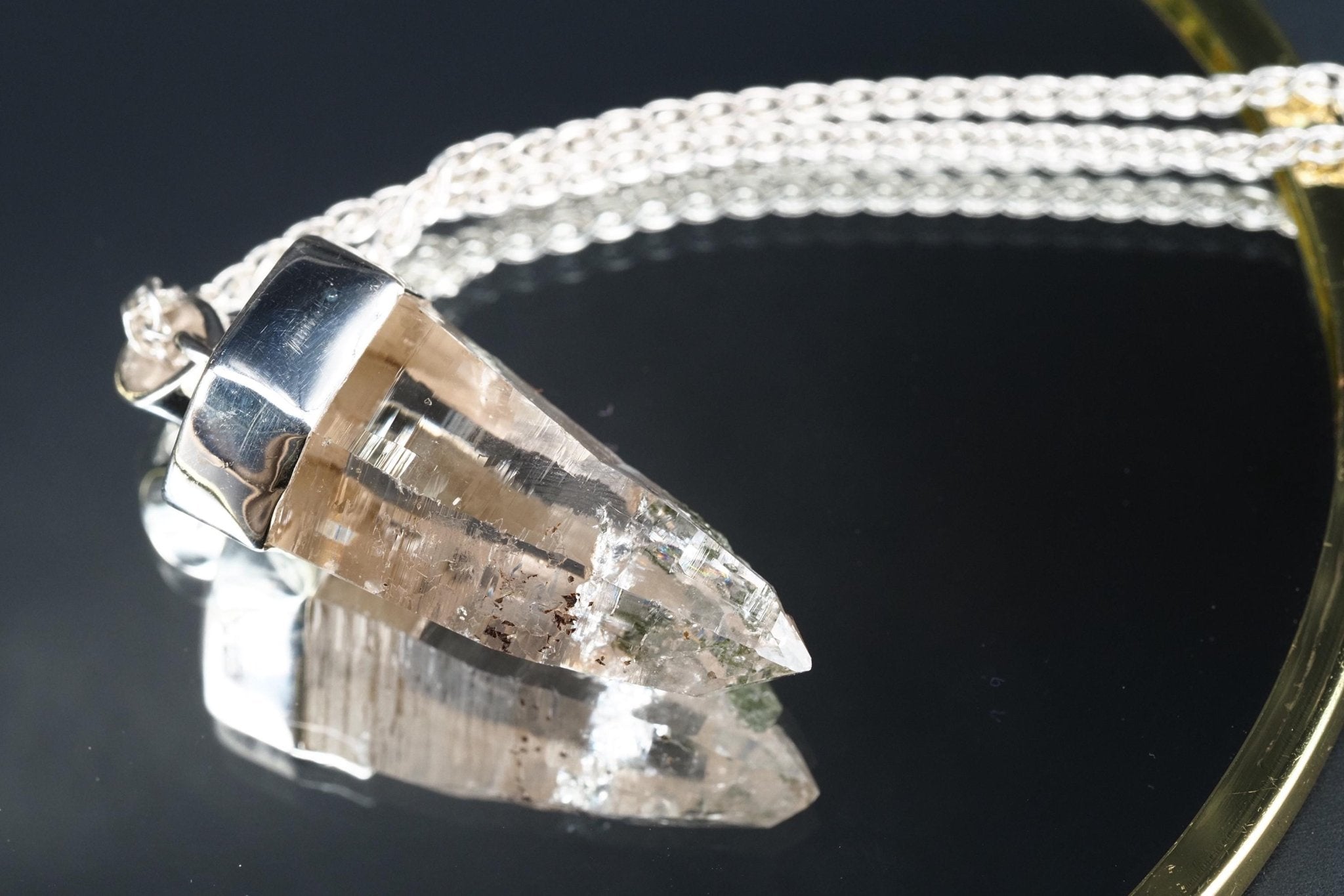 Bergkristall Anhänger Silber Österreich 42,5mm Länge