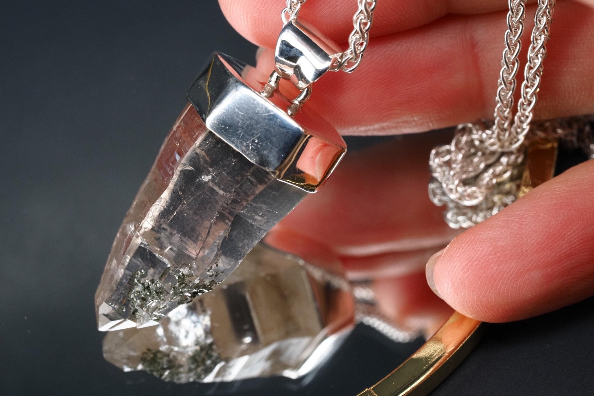 Bergkristall Anhänger Silber Österreich 42,5mm Länge