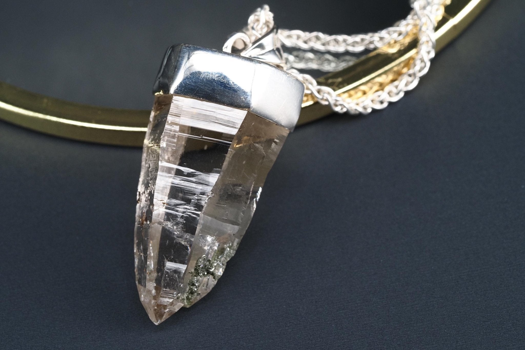 Bergkristall Anhänger Silber Österreich 42,5mm Länge