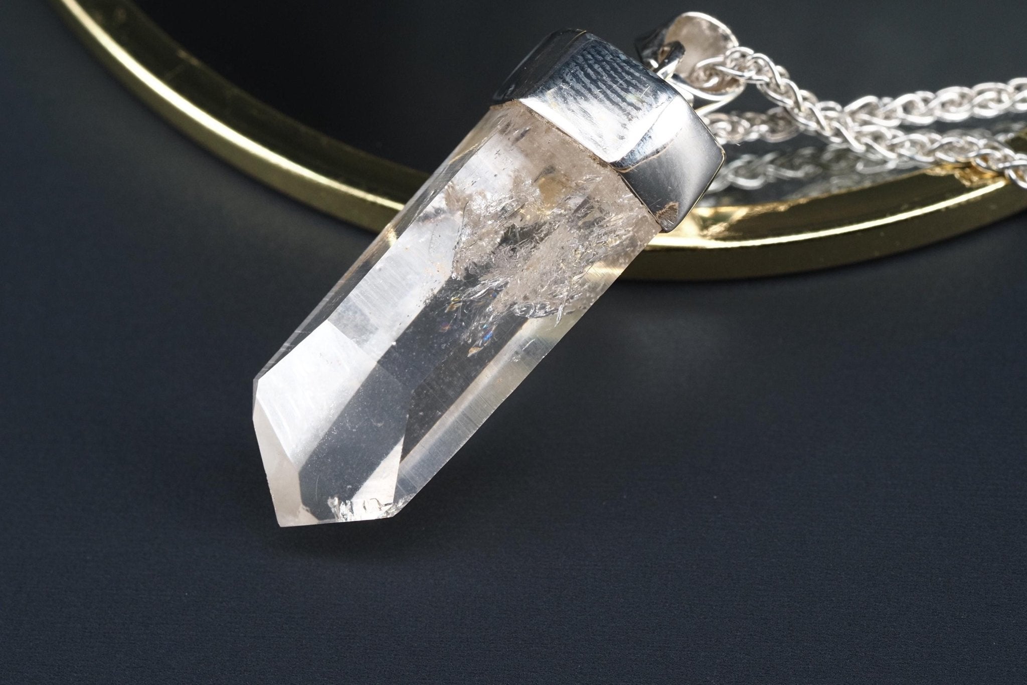 Bergkristall Anhänger Silber Österreich 43,8mm Länge