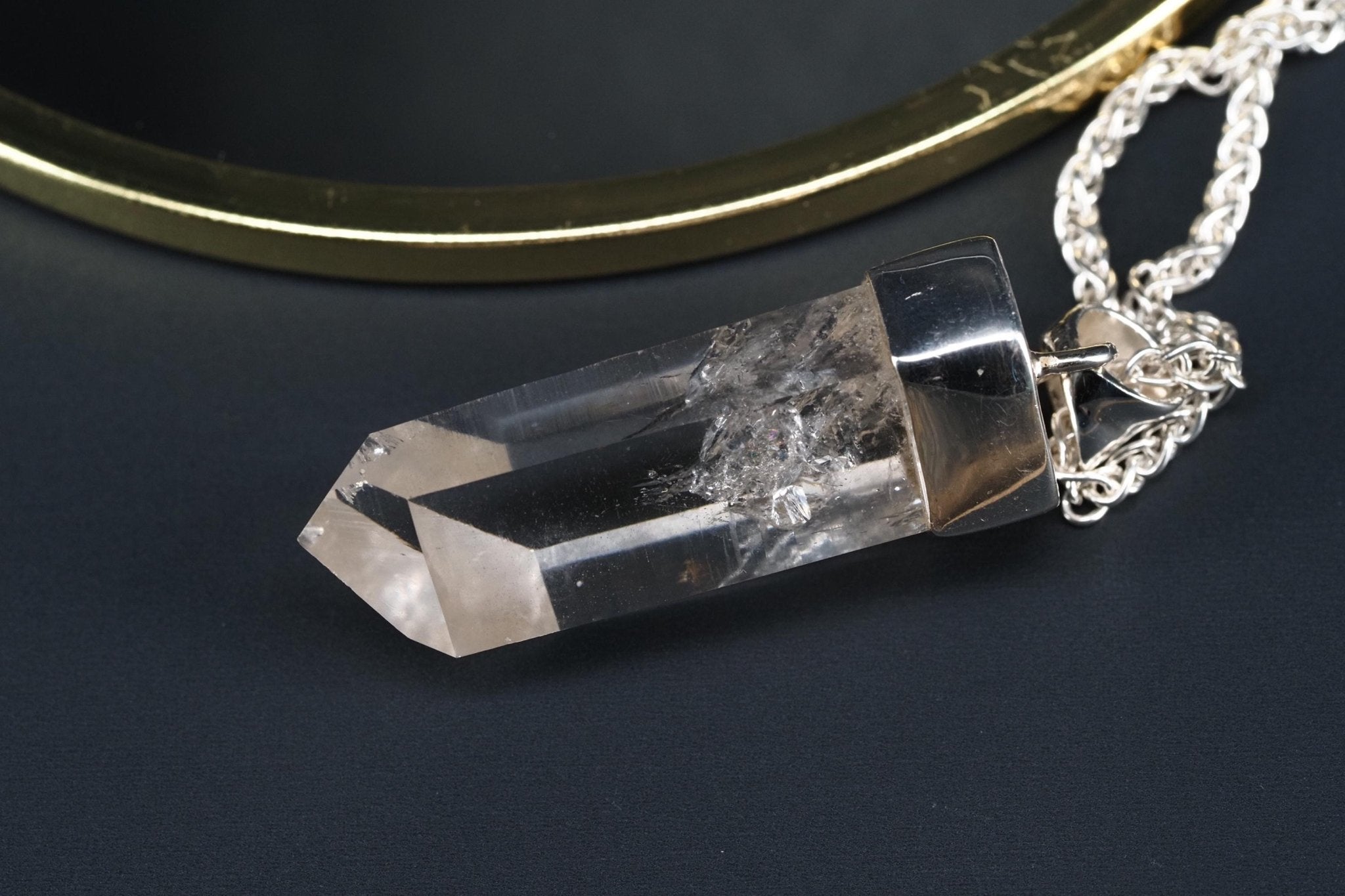 Bergkristall Anhänger Silber Österreich 43,8mm Länge