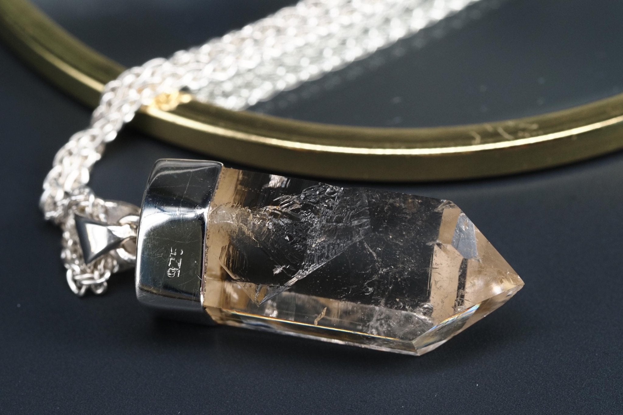 Bergkristall Anhänger Silber Österreich Länge 43mm