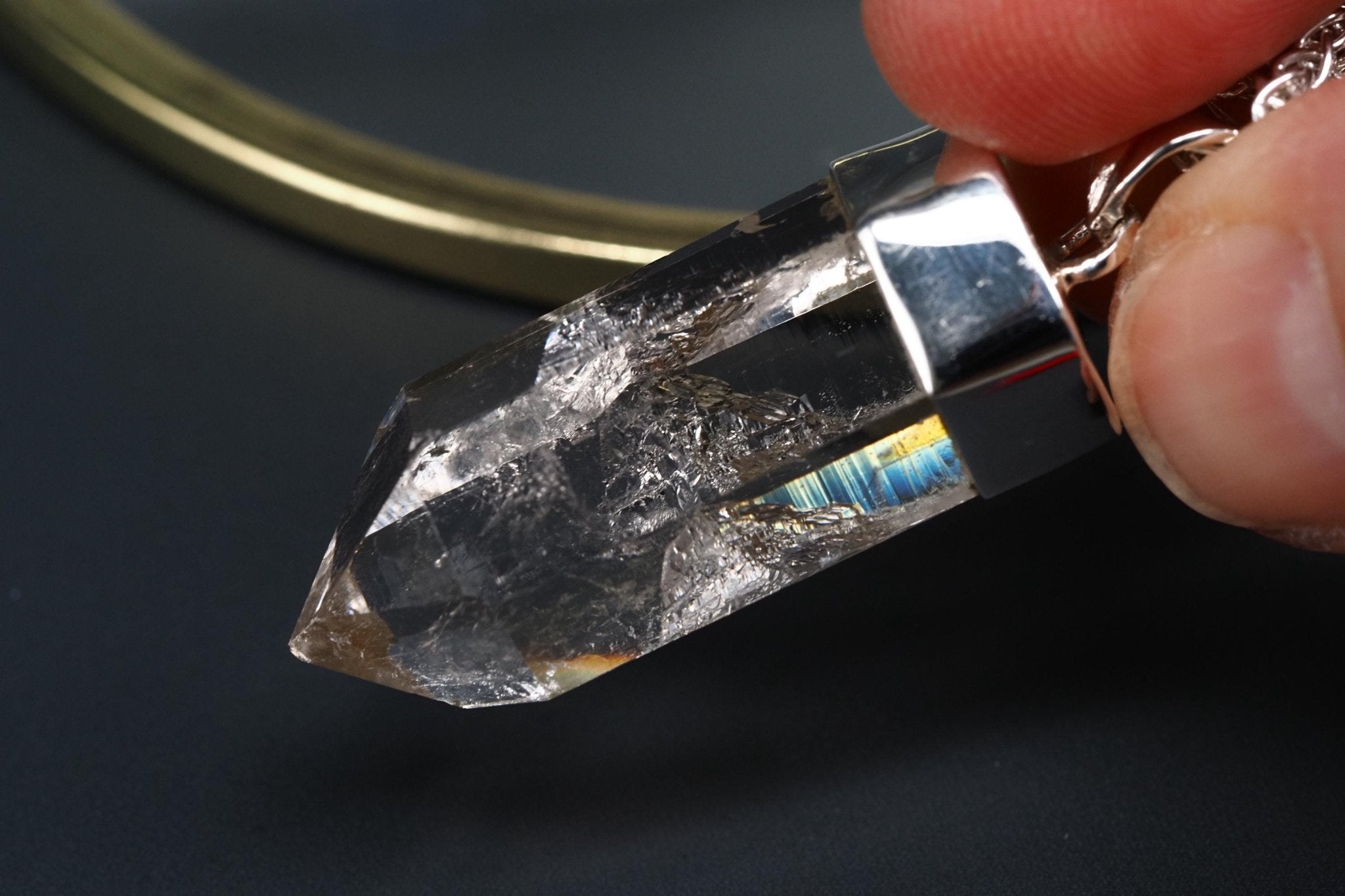 Bergkristall Anhänger Silber Österreich Länge 43mm