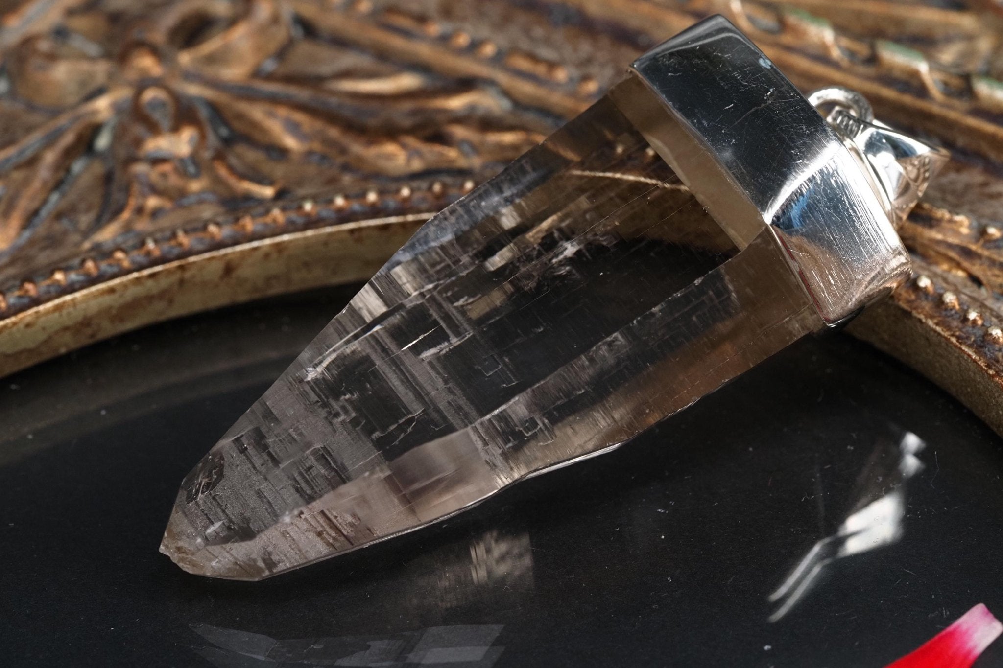 Bergkristall Anhänger Silber Österreich Länge 52mm