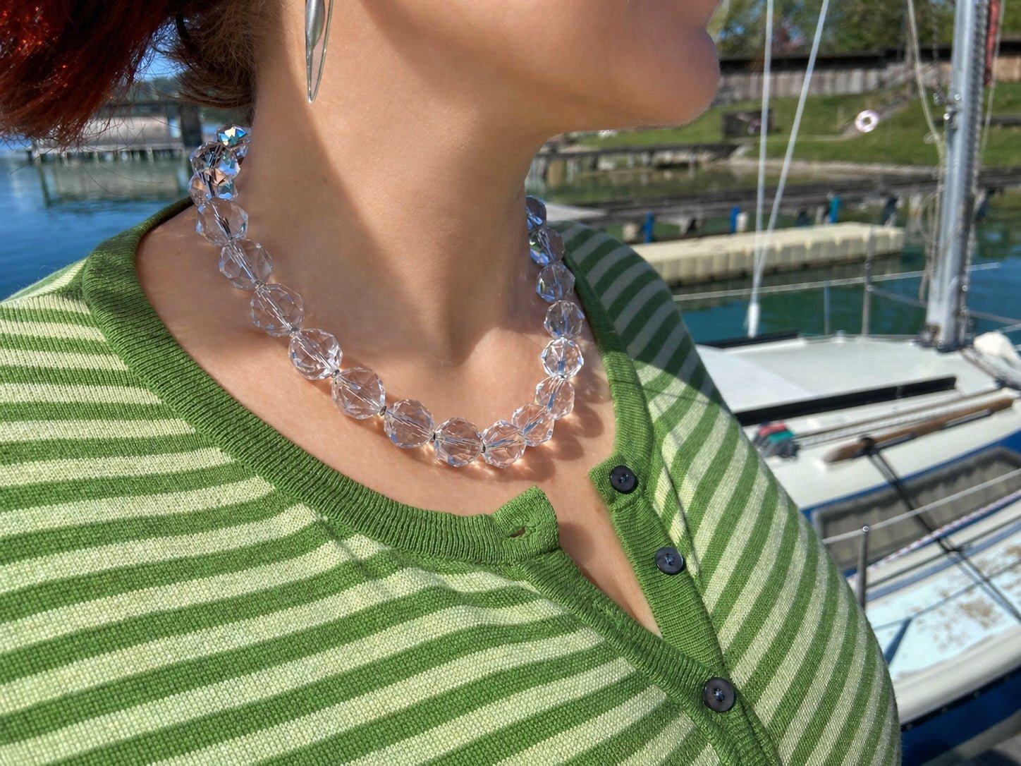 Bergkristall Edelsteinkette Silber 45,5cm Starcut