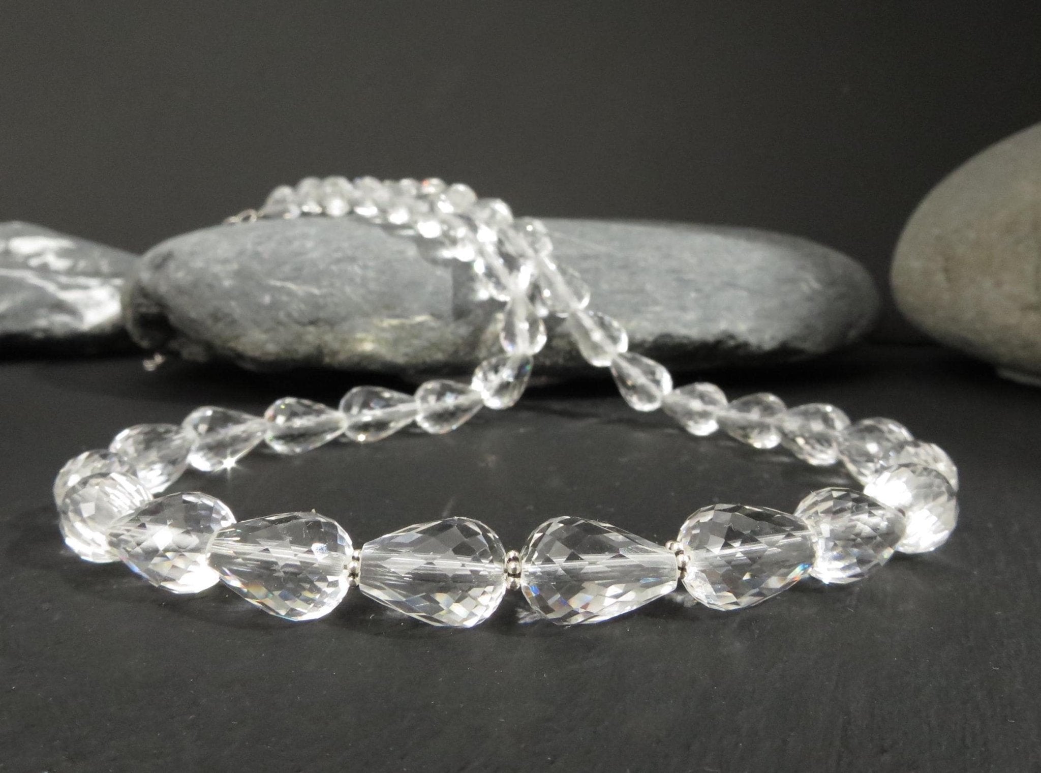 Bergkristall Edelsteinkette Silber 48cm +Verlängerung