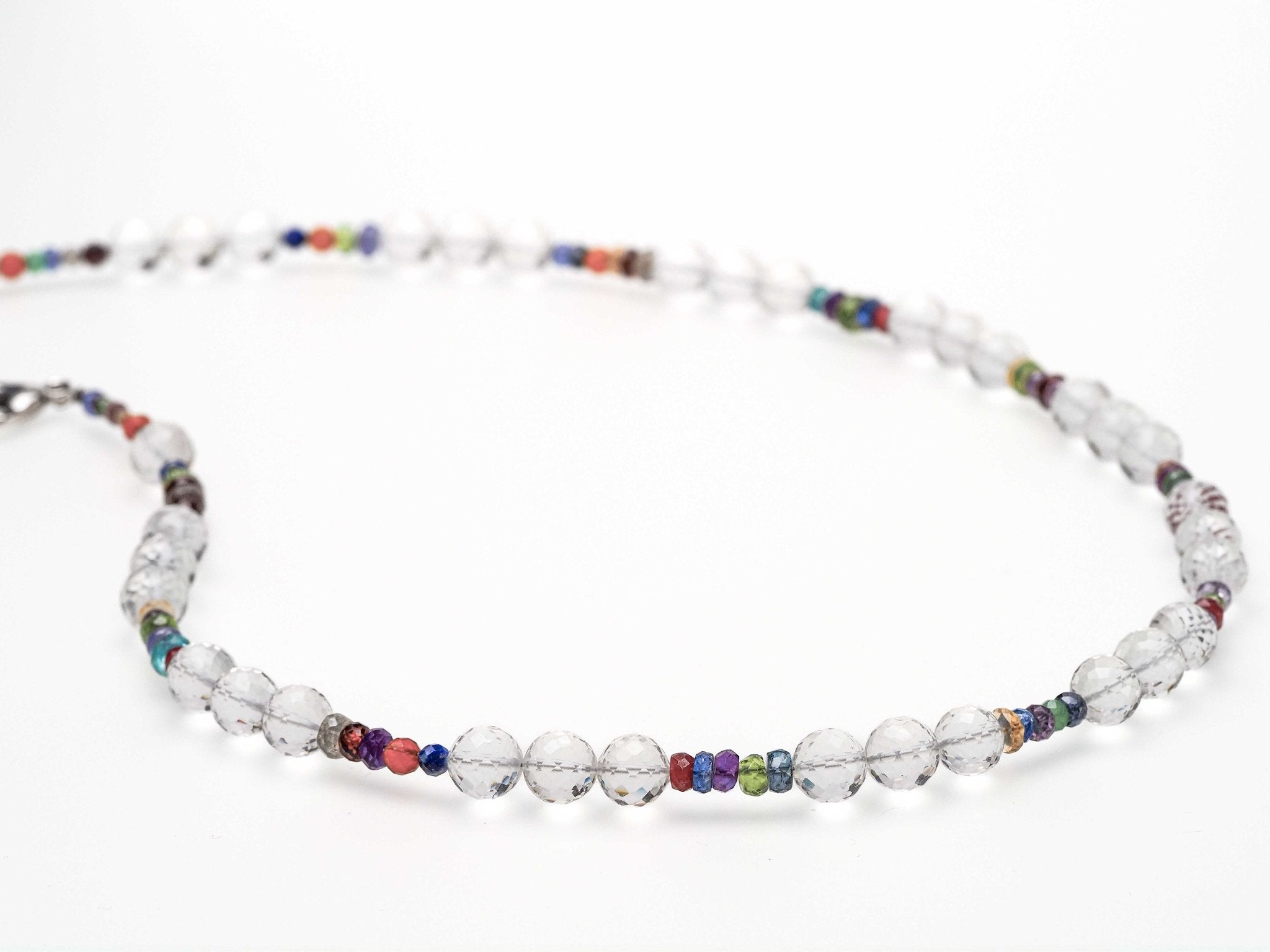 Bergkristall Kette 925er Silber bunt