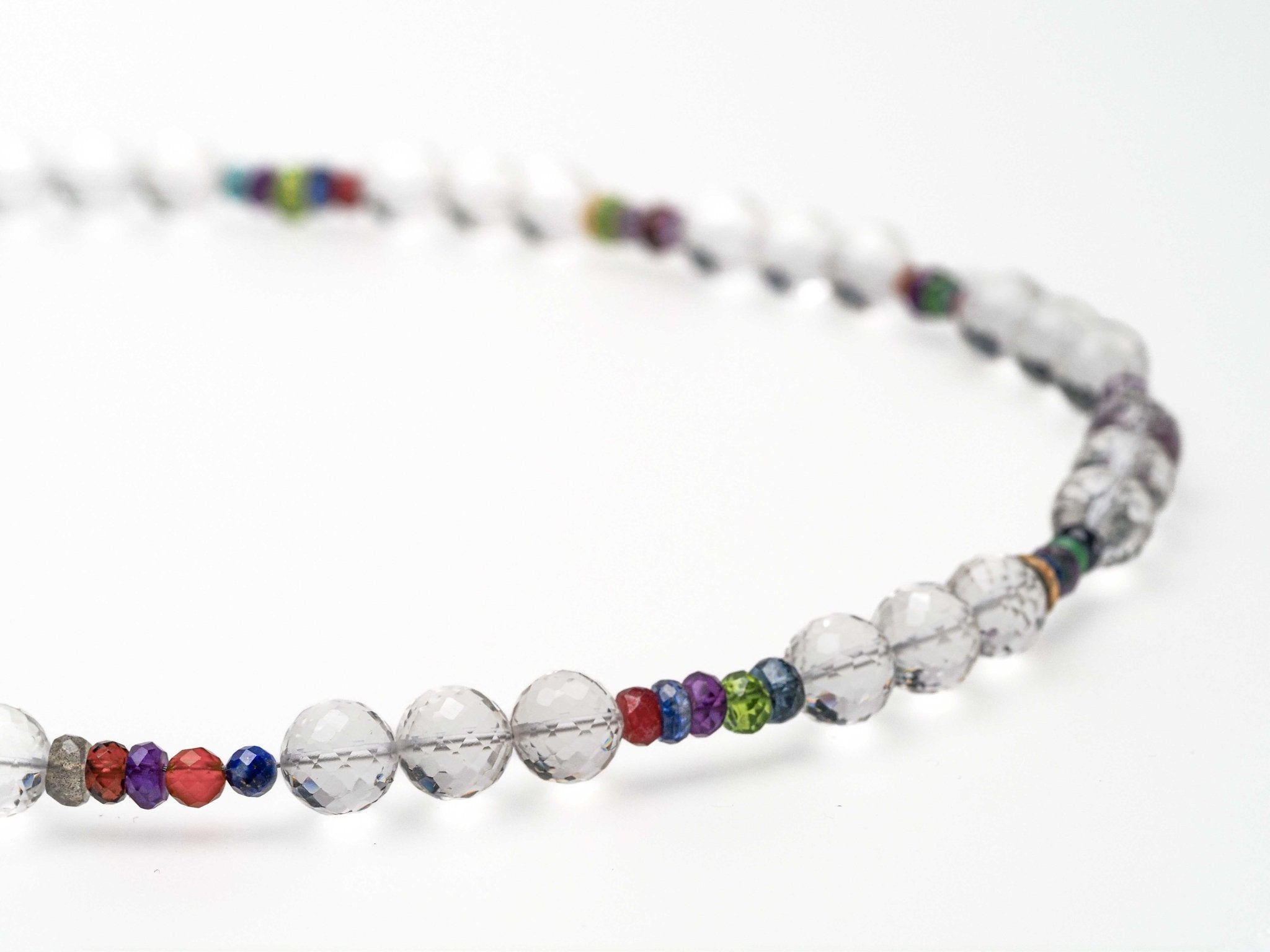 Bergkristall Kette 925er Silber bunt