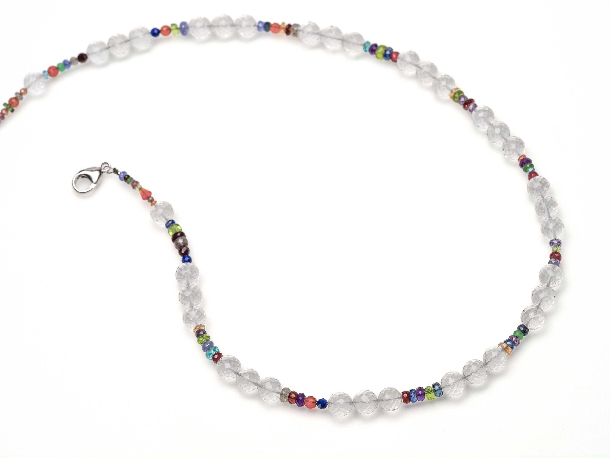 Bergkristall Kette 925er Silber bunt