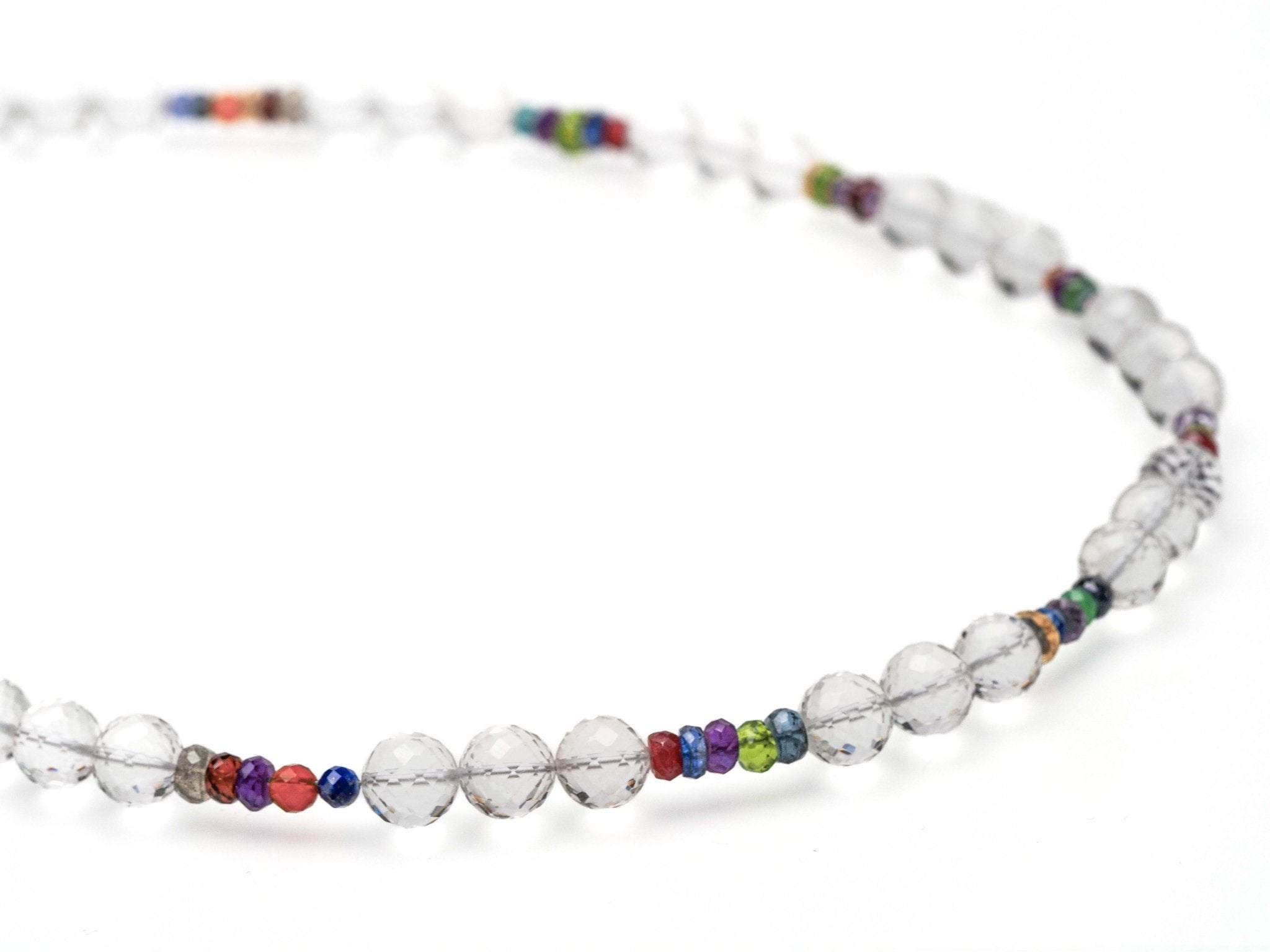 Bergkristall Kette 925er Silber bunt