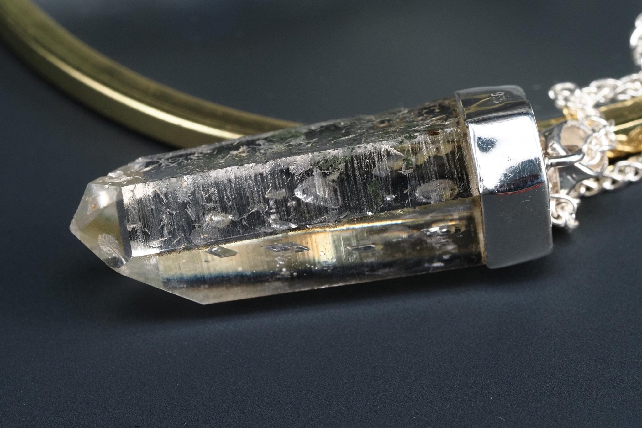 Bergkristall Namibia Silber Anhänger Länge mit Öse 49mm